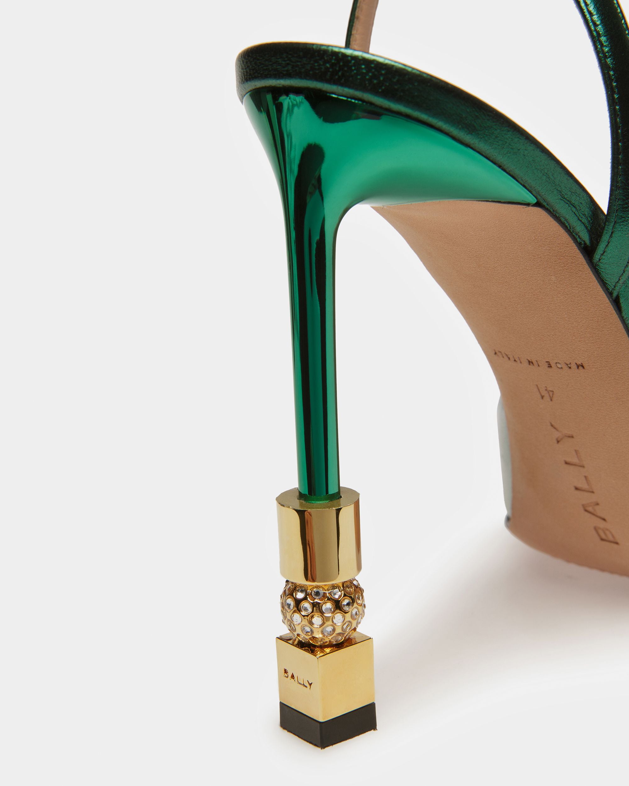 Escarpin Avec Bride De Cheville Block En Cuir Métallisé - Femme - Bally - 05