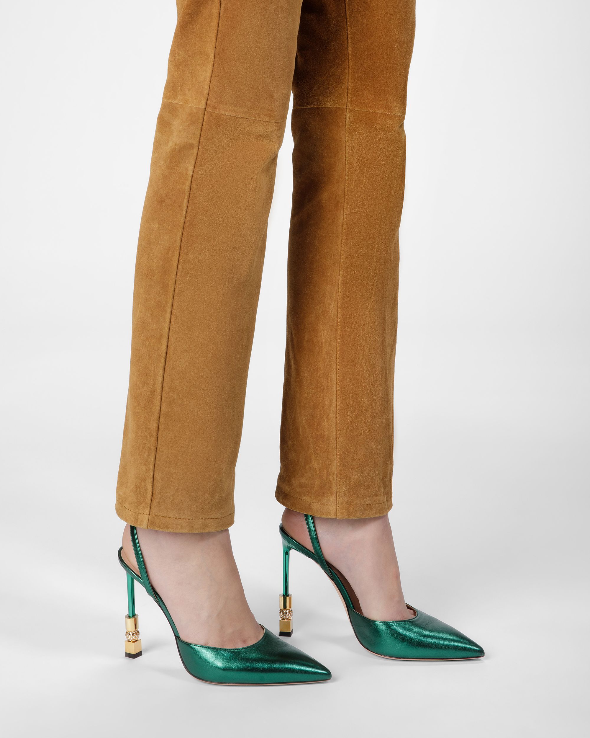 Escarpin Avec Bride De Cheville Block En Cuir Métallisé - Femme - Bally - 09