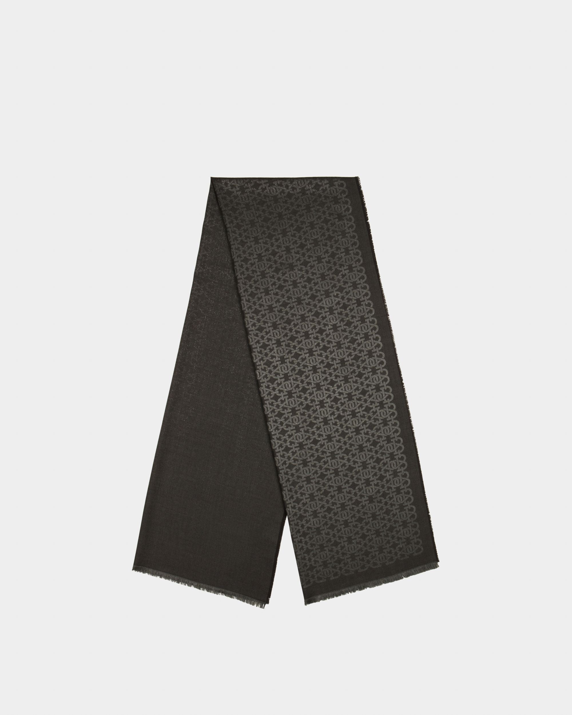 Écharpe En Soie Et Laine Mélangées En Noir - Femme - Bally - 01