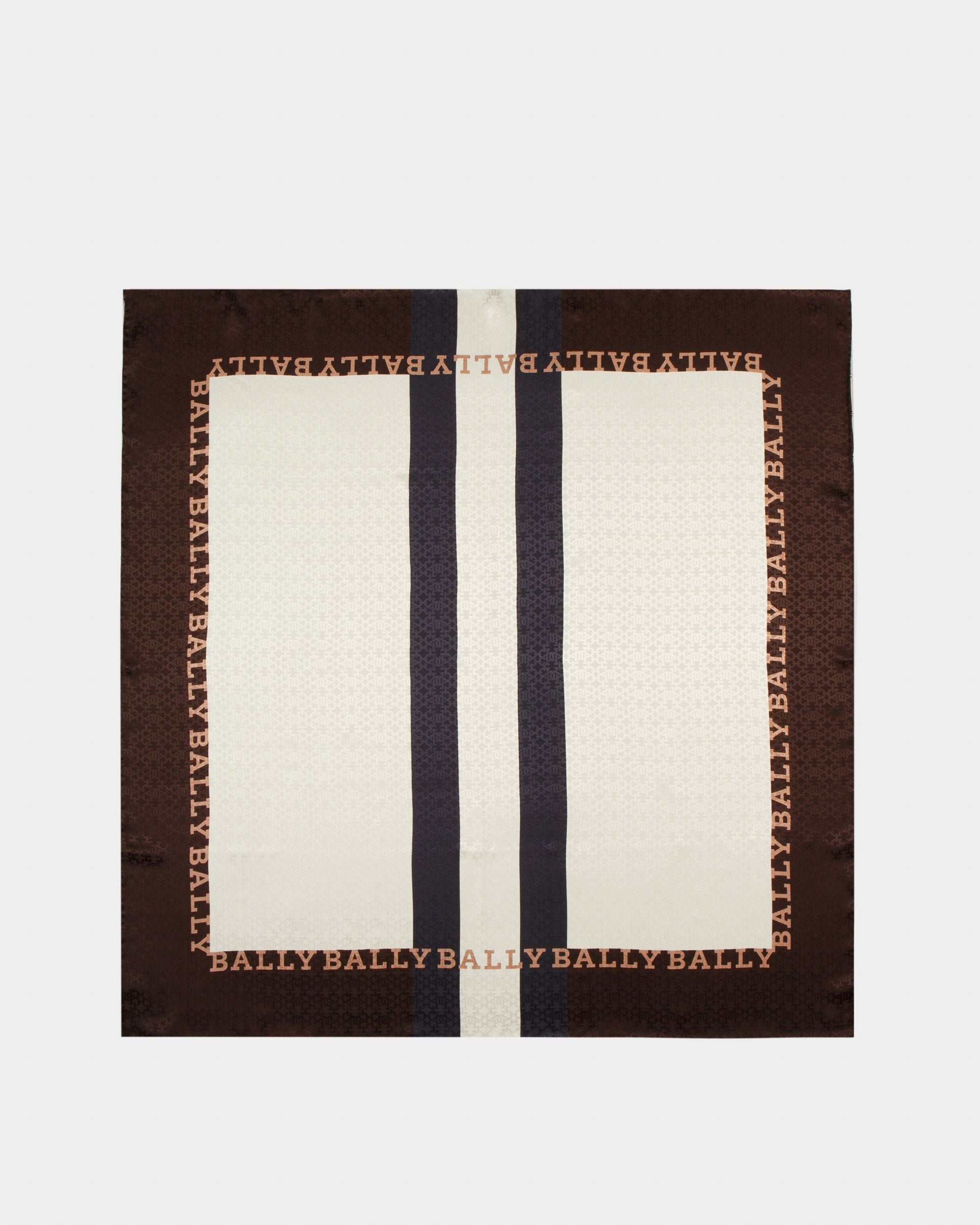 Carré Doté De La Rayure Bally En Soie Marron - Femme - Bally - 01