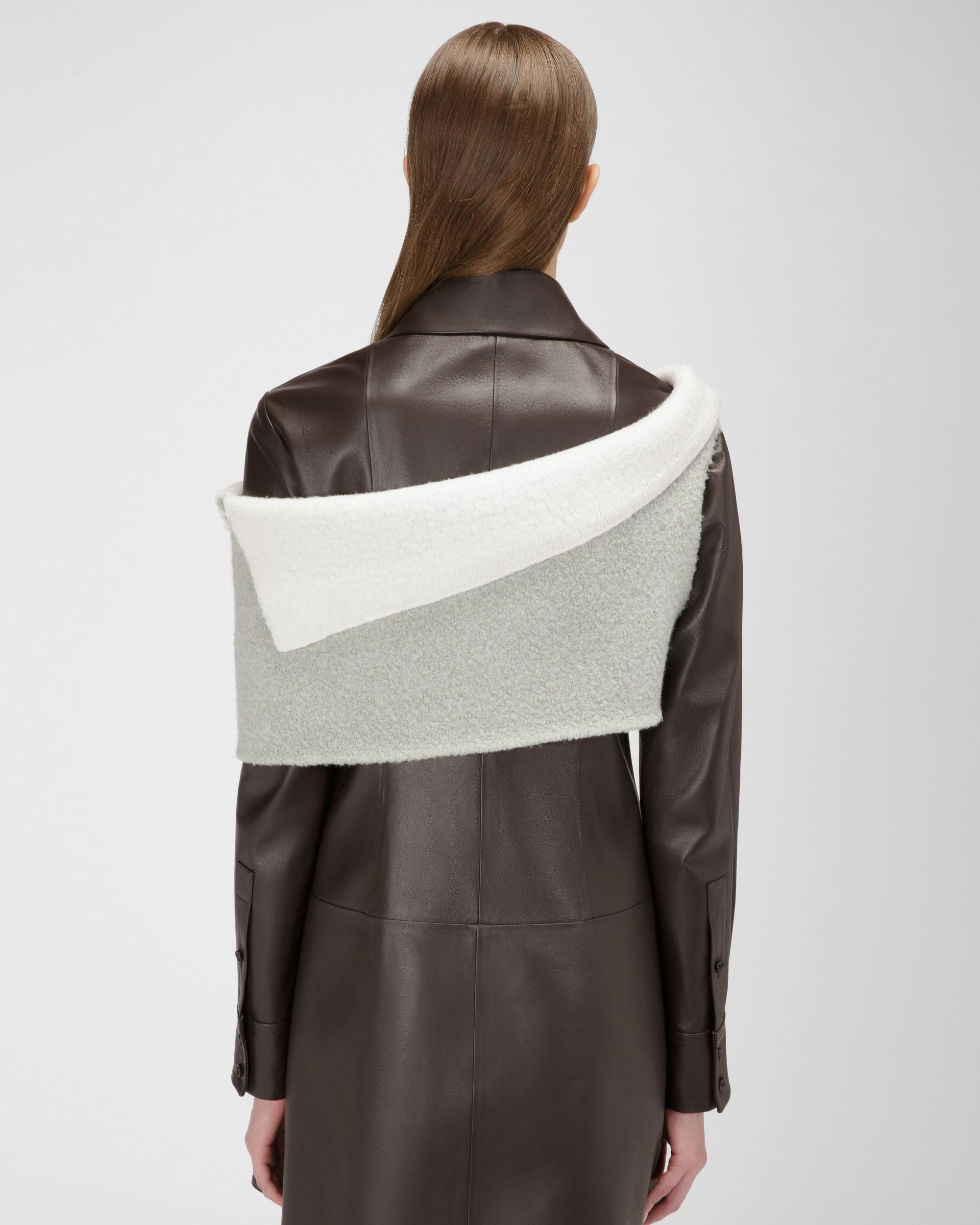 Écharpe En Laine Mélangée Gris Et Ivoire - Femme - Bally - 03