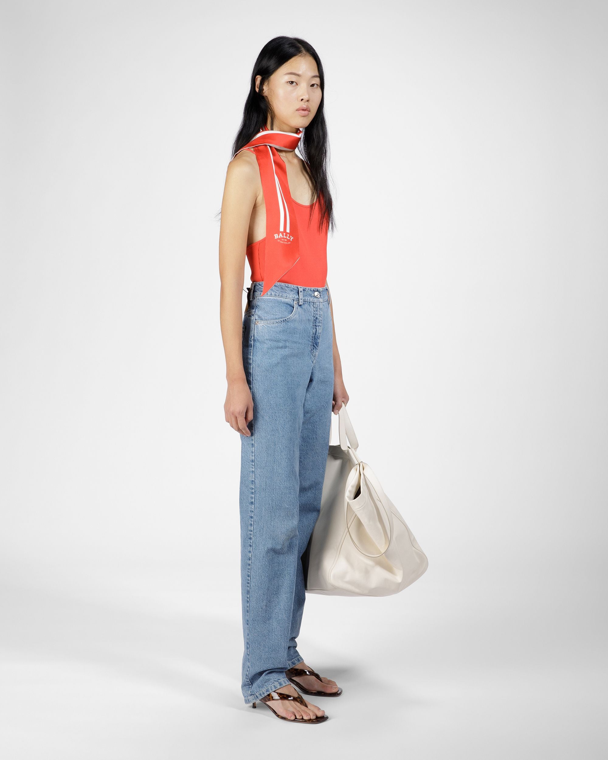 Foulard Bandeau Imprimé Orange - Femme - Bally - 02