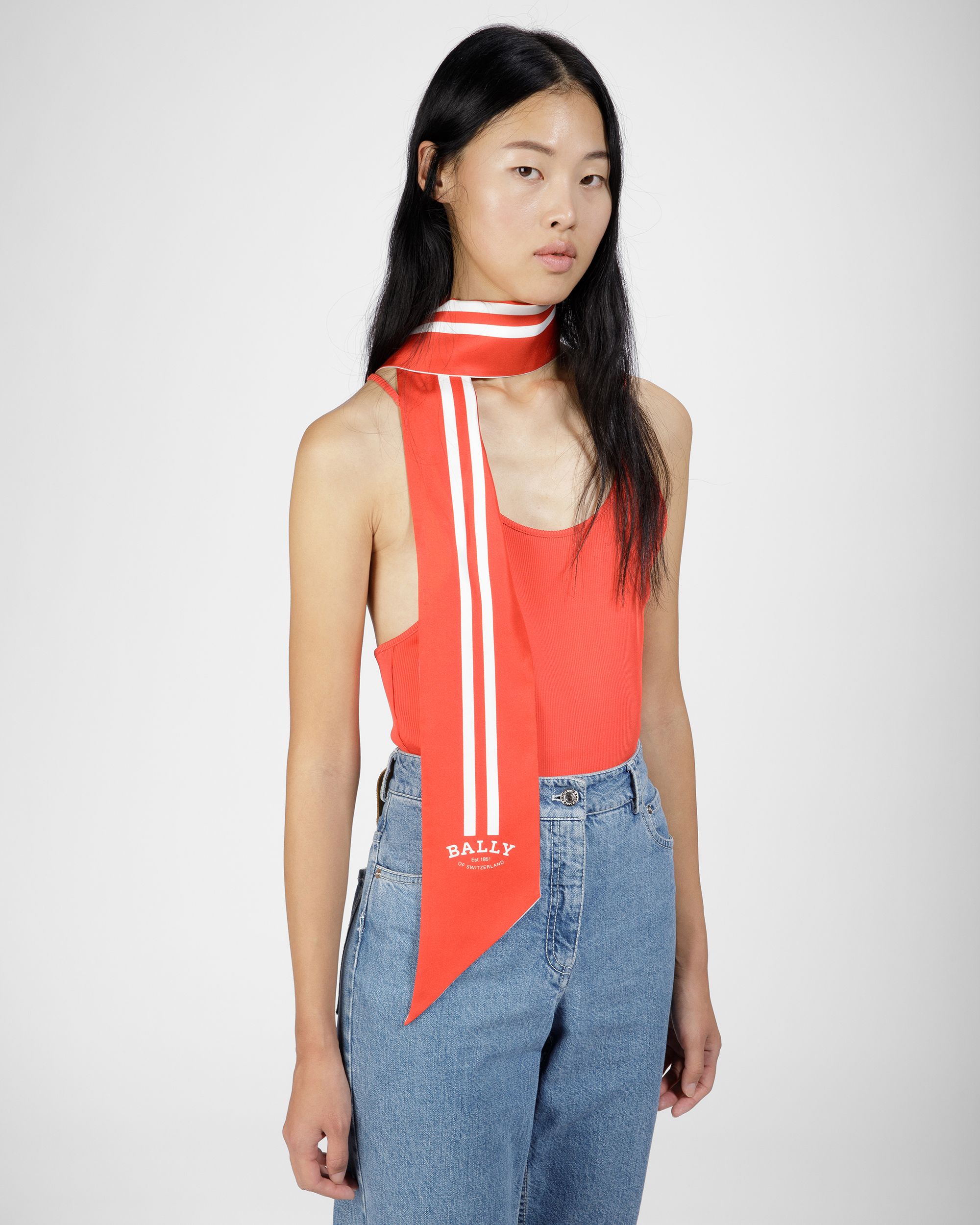 Foulard Bandeau Imprimé Orange - Femme - Bally - 04