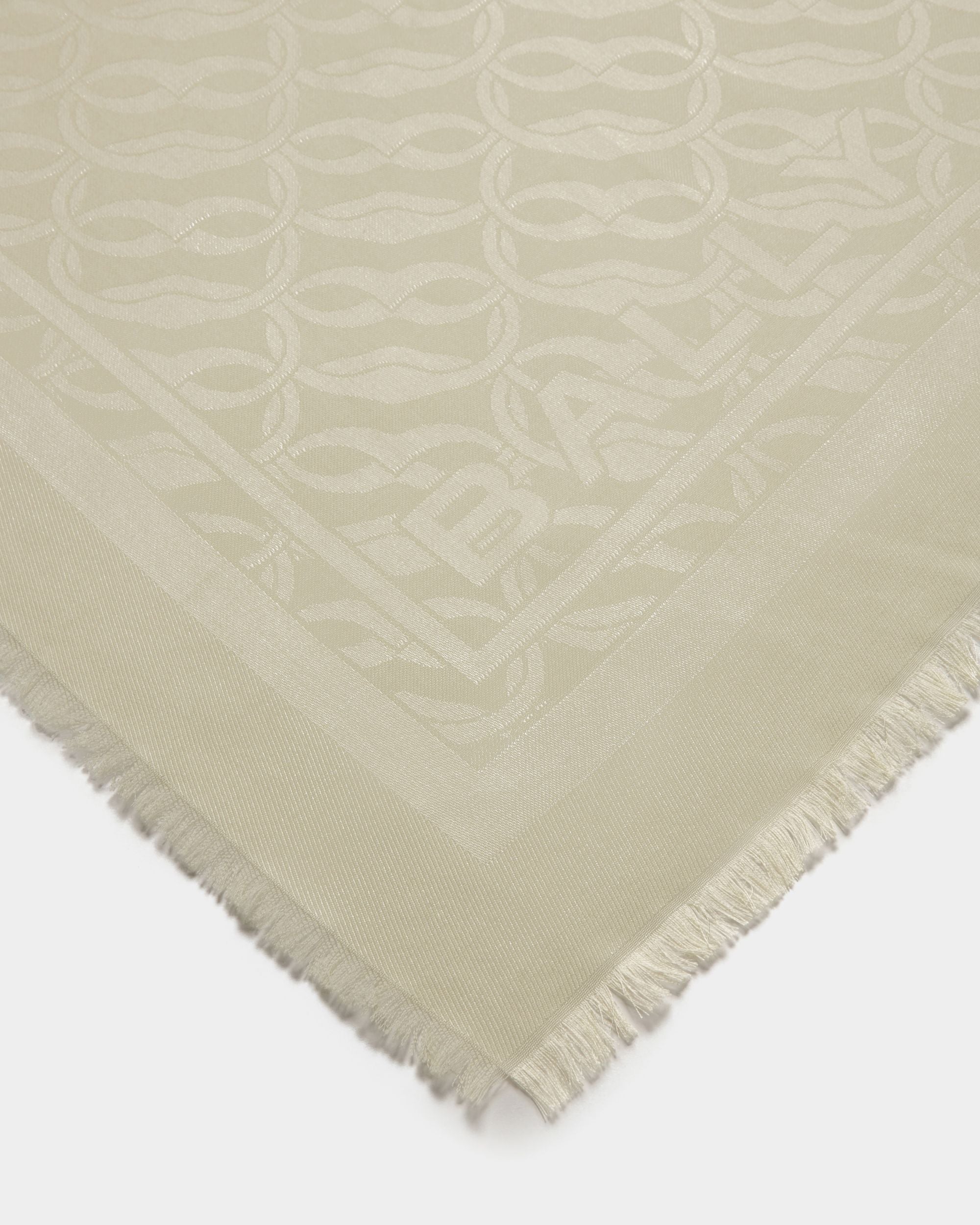 Écharpe Avec Jacquard Emblem En Soie Et Laine Light Beige - Femme - Bally - 02