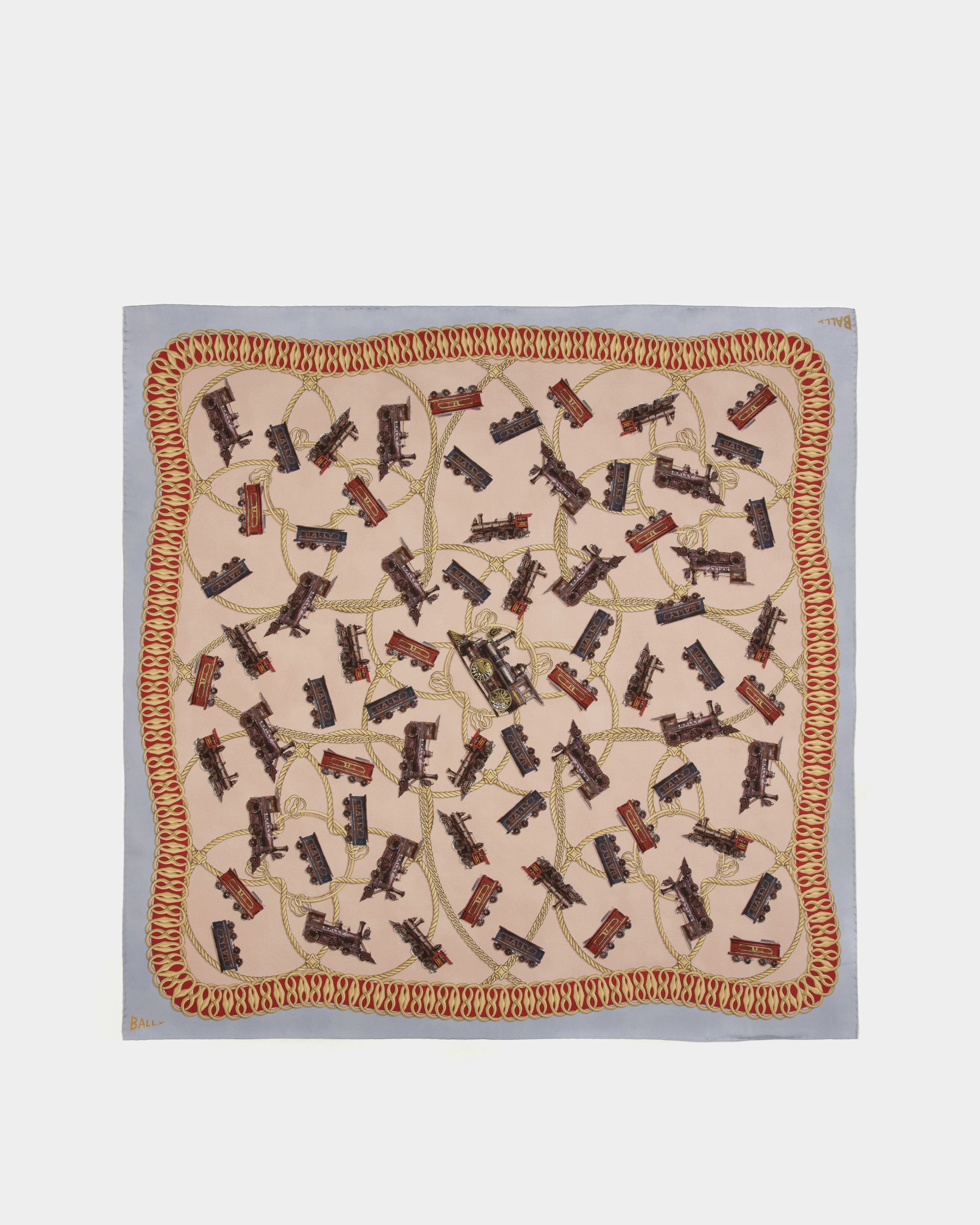 Foulard carré imprimé Train En soie multicolore - Femme - Bally - 01