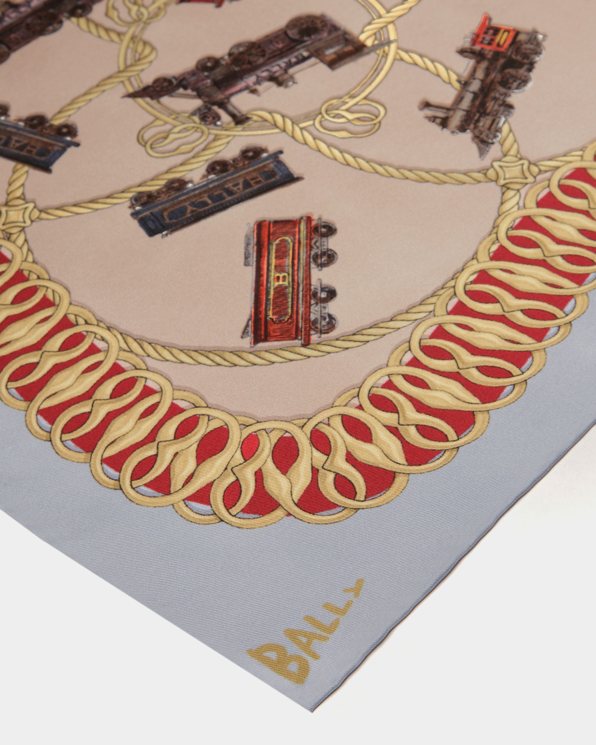 Foulard carré imprimé Train En soie multicolore - Femme - Bally - 02