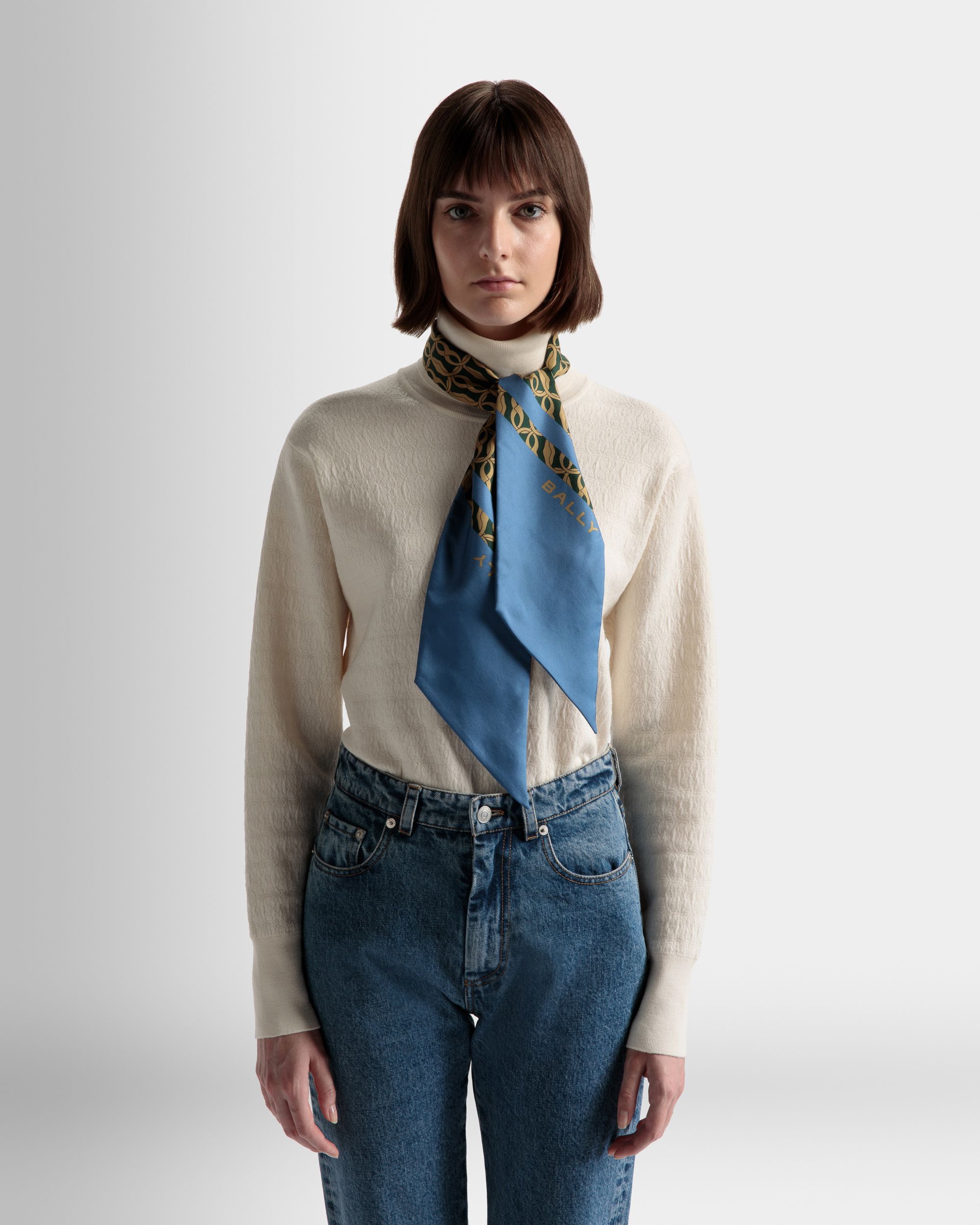 Twilly imprimé Emblem En soie bleue - Femme - Bally - 02