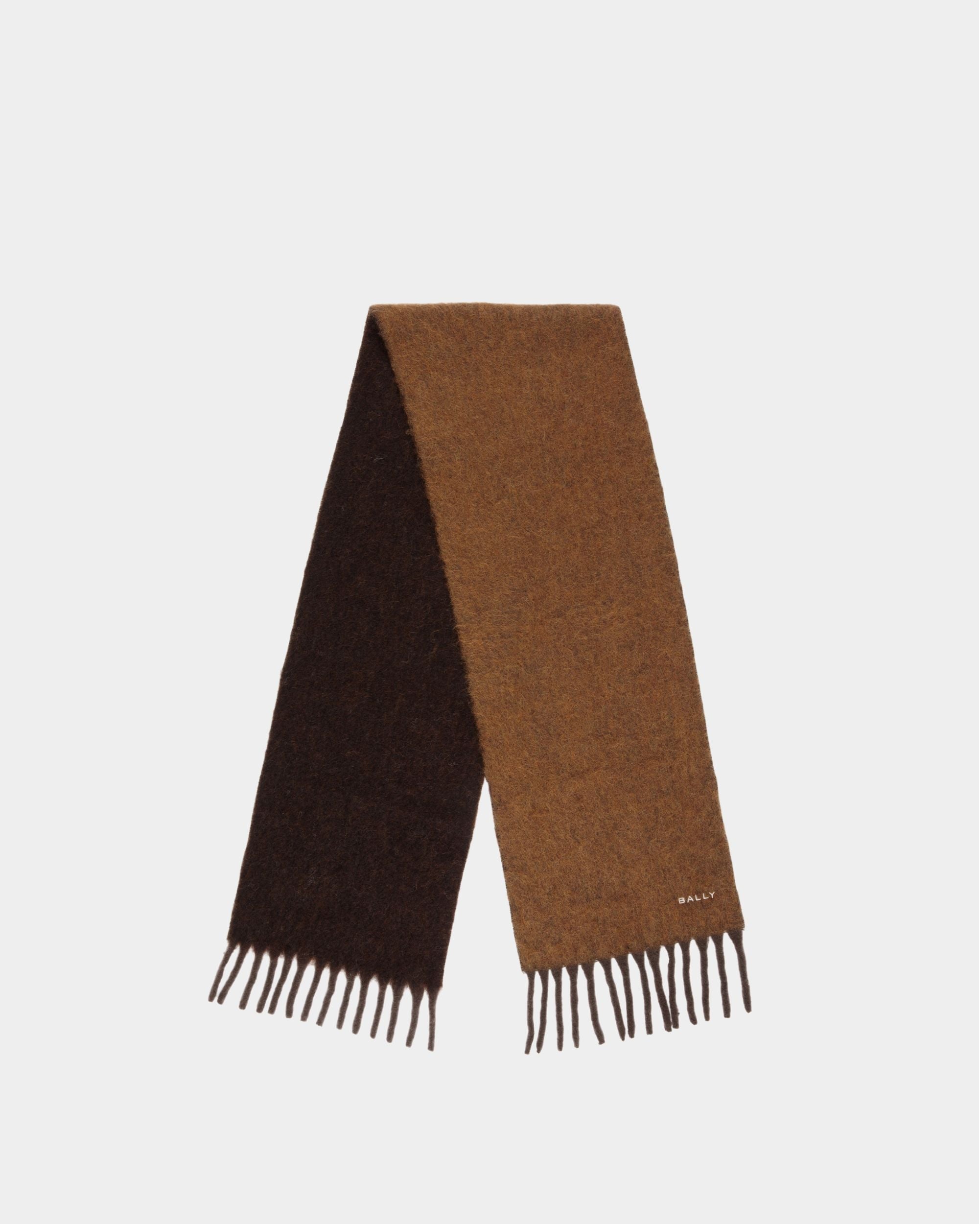 Écharpe En Laine Mélangée Ebano Et Marron - Femme - Bally - 01