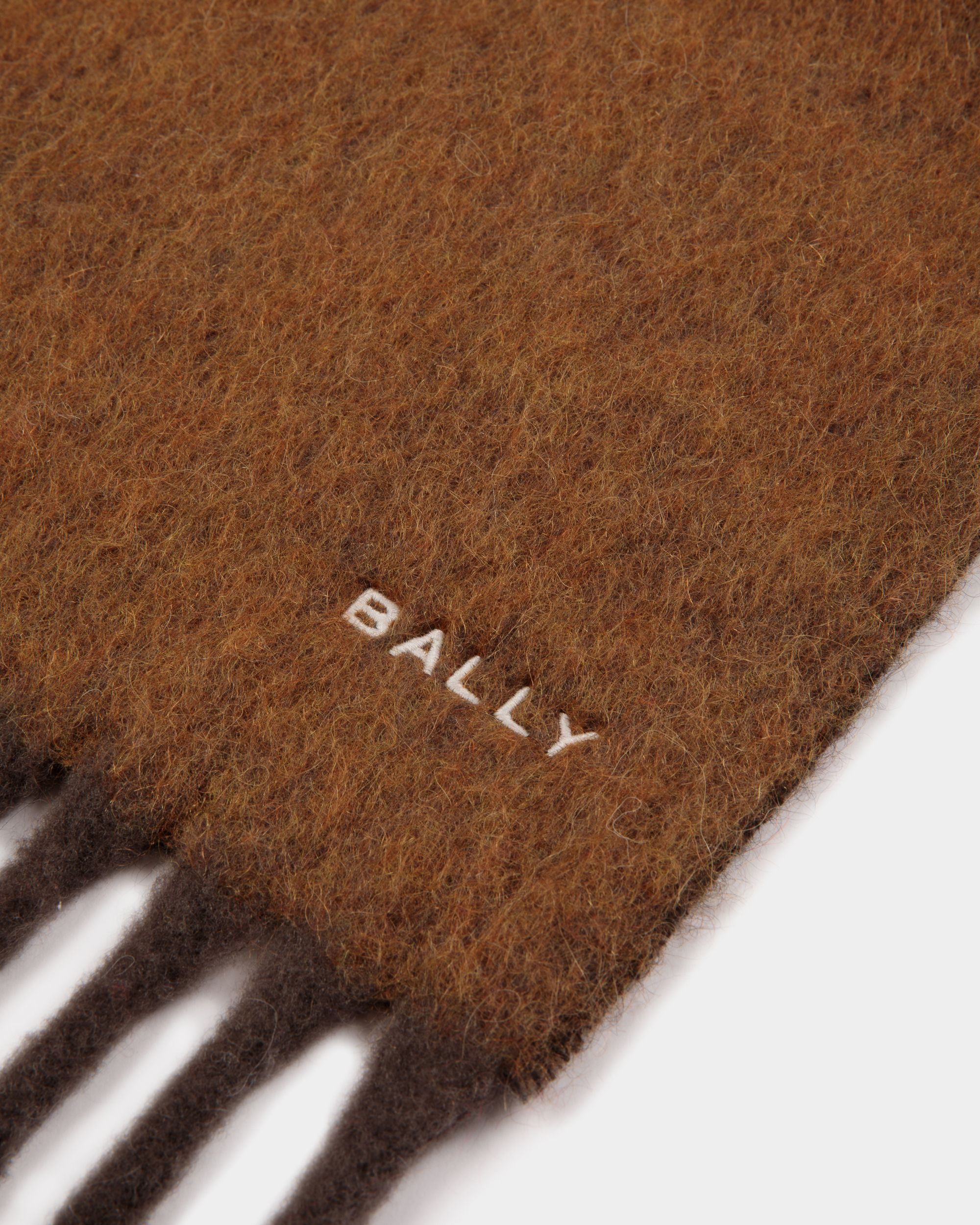 Écharpe En Laine Mélangée Ebano Et Marron - Femme - Bally - 02