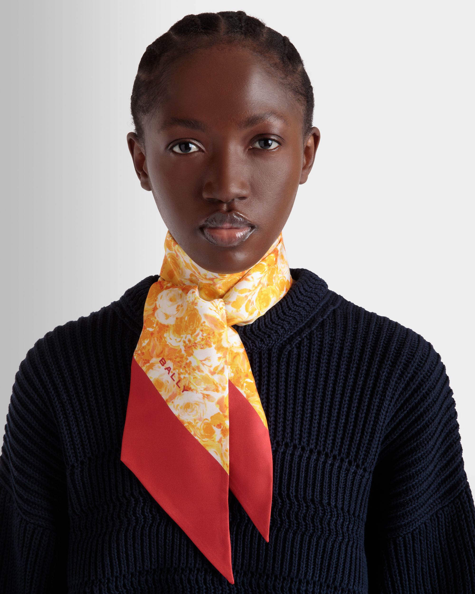Foulard Avec Imprimé Rosengarten En Soie Koi Orange - Femme - Bally - 02