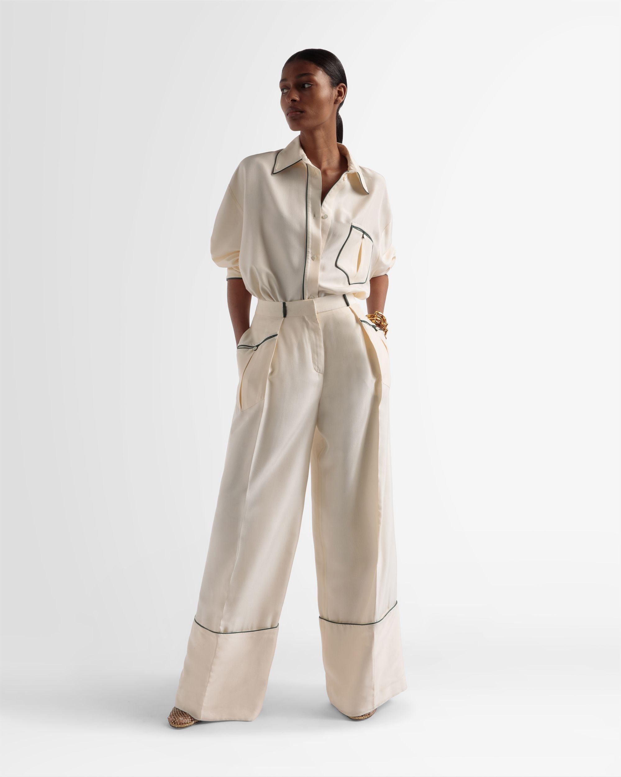 Chemisier Décontracté En Soie De Couleur Ivoire - Femme - Bally - 01