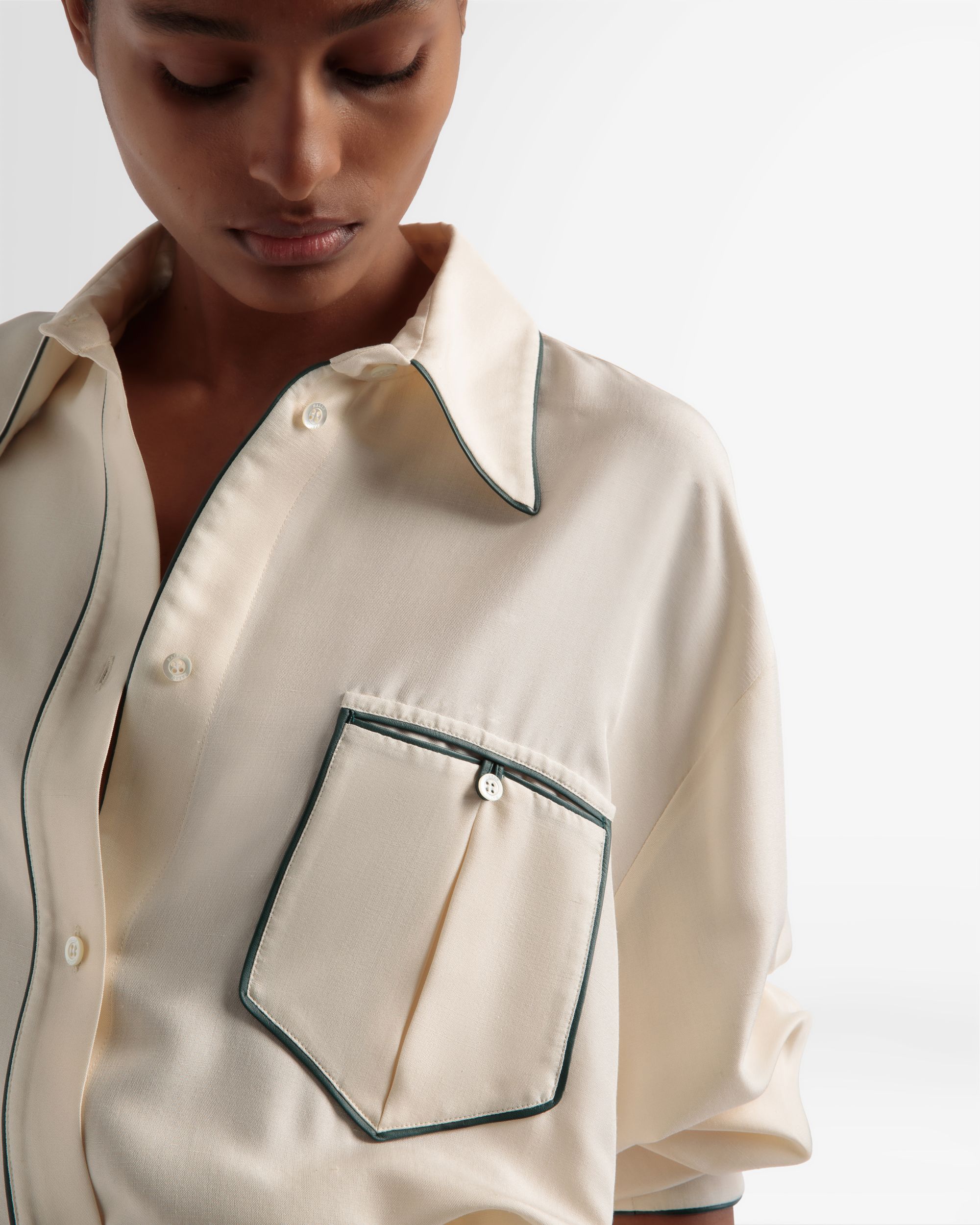 Chemisier Décontracté En Soie De Couleur Ivoire - Femme - Bally - 02