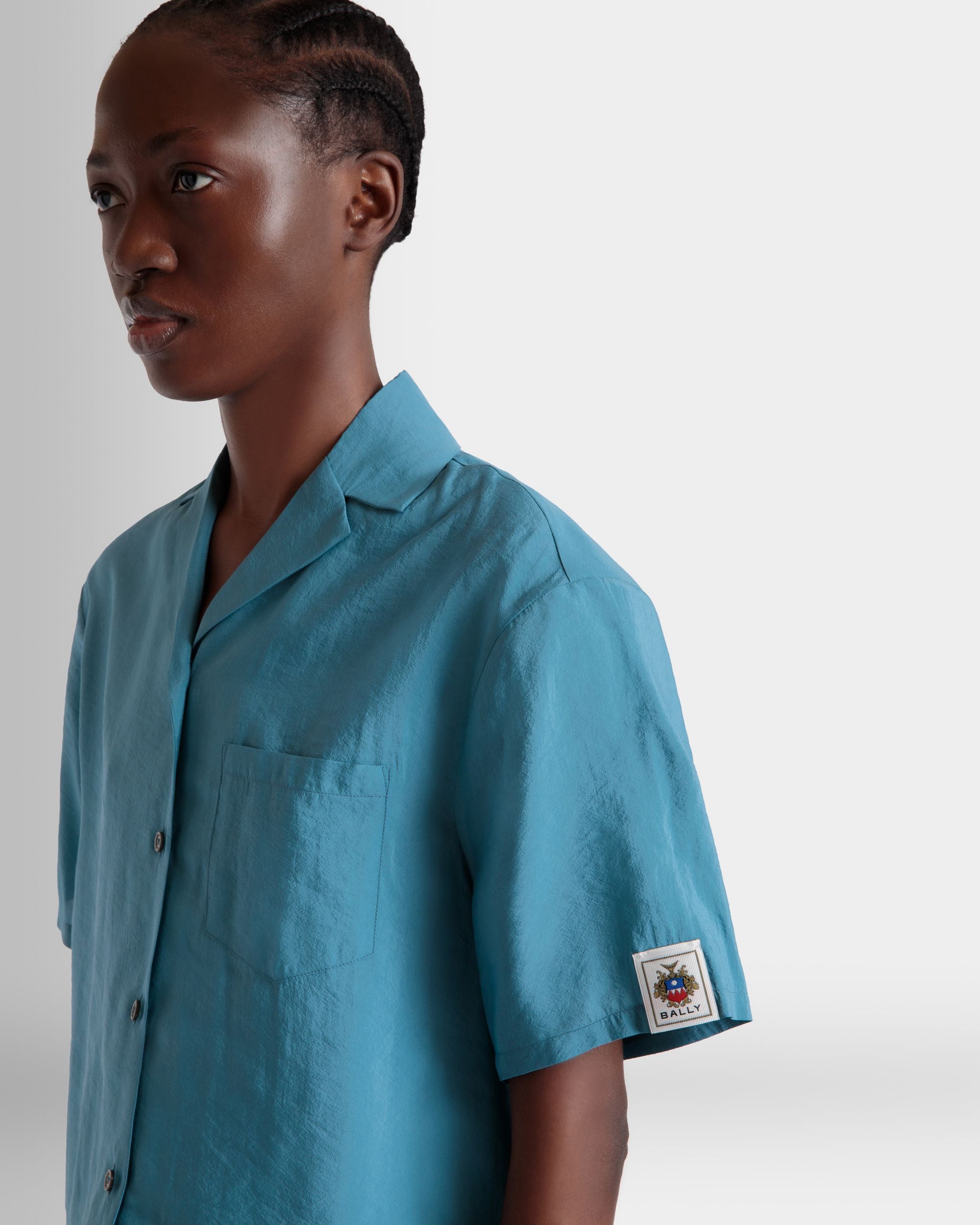 Chemise En Satin Medium Blue - Femme - Bally - 03