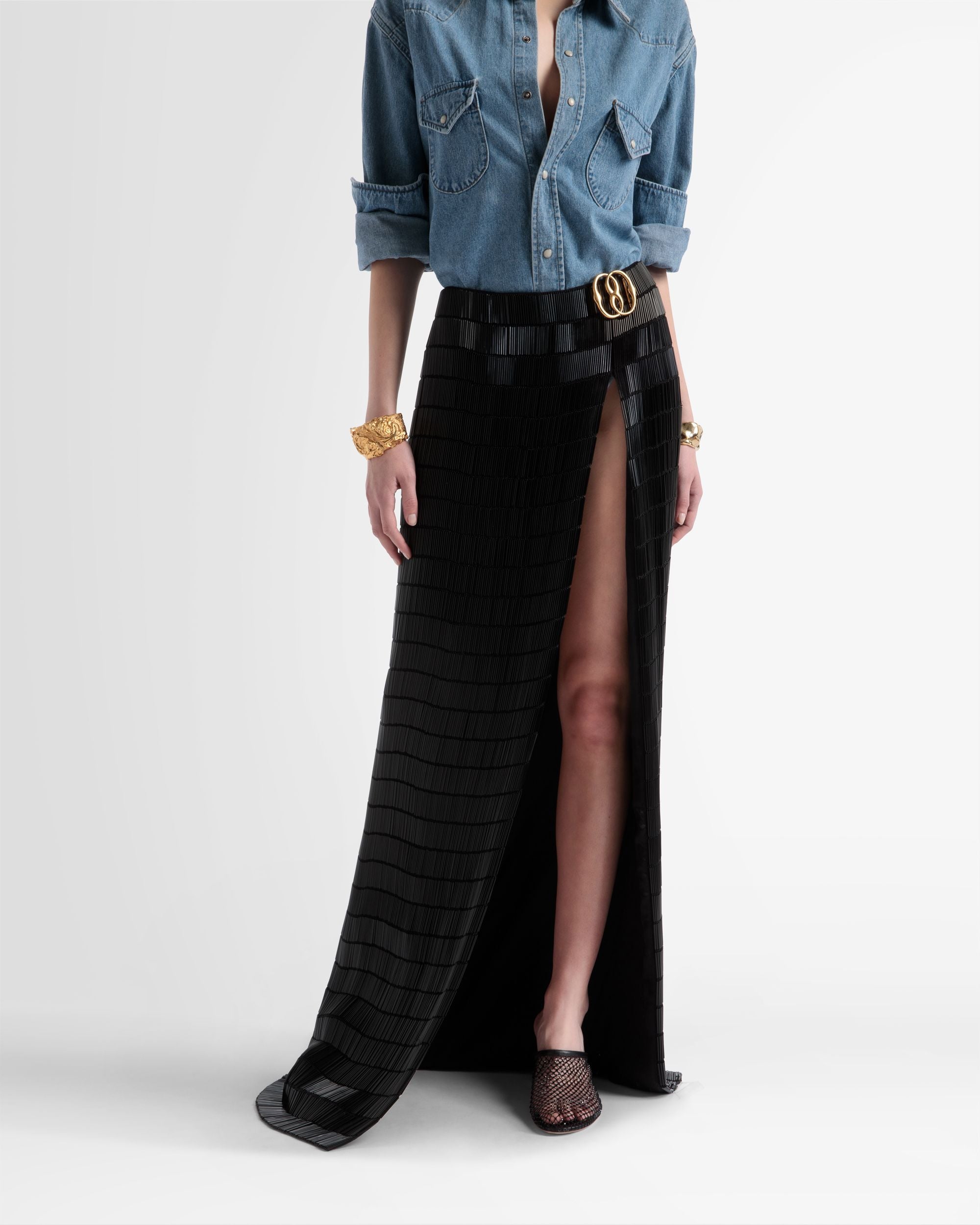 Jupe En Soie Fente Latérale - Femme - Bally - 02