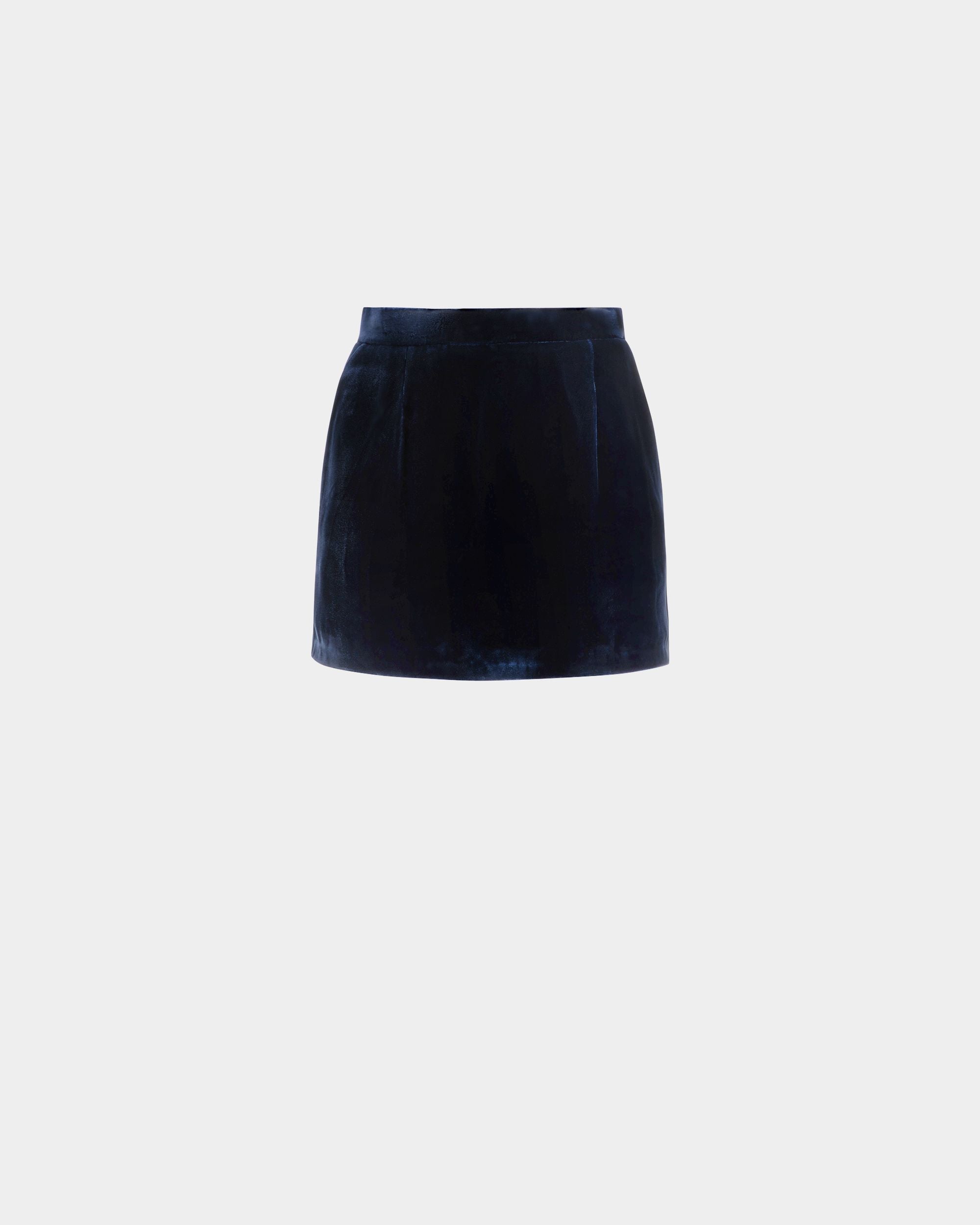 Mini-Jupe En Velours Bleu Marine - Femme - Bally - 01
