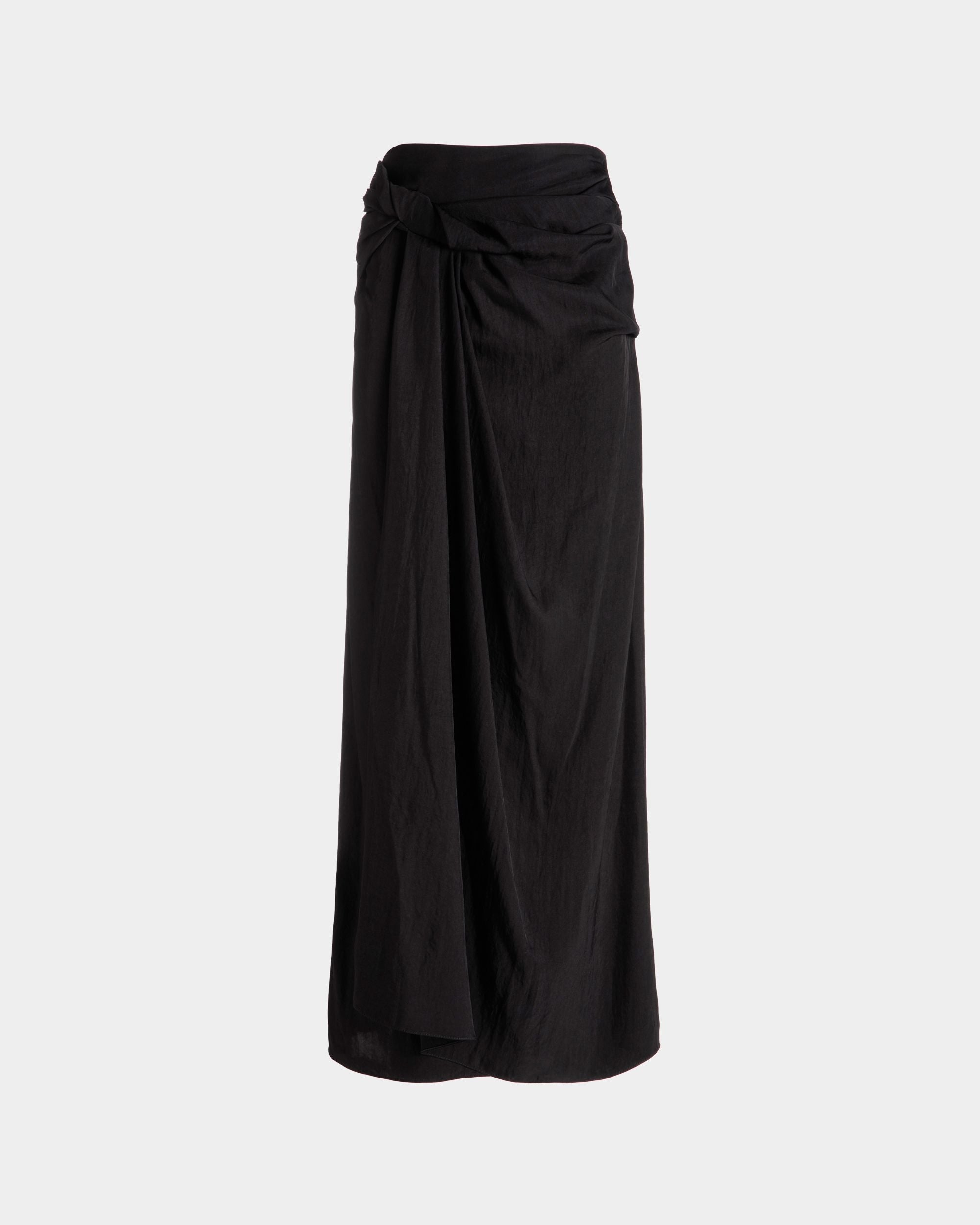 Jupe Longue Drapée En Sergé Fluide Noir - Femme - Bally - 01