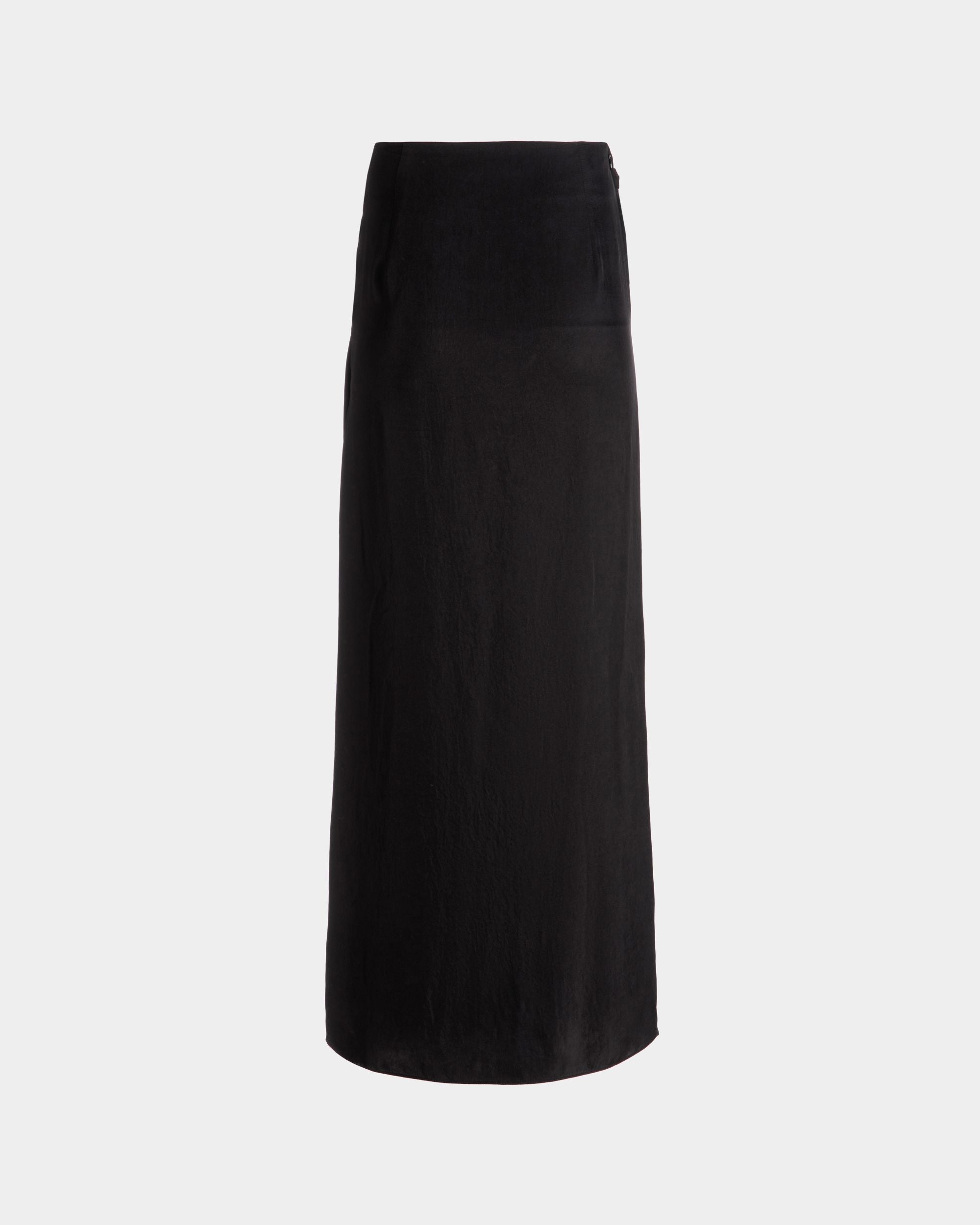 Jupe Longue Drapée En Sergé Fluide Noir - Femme - Bally - 03