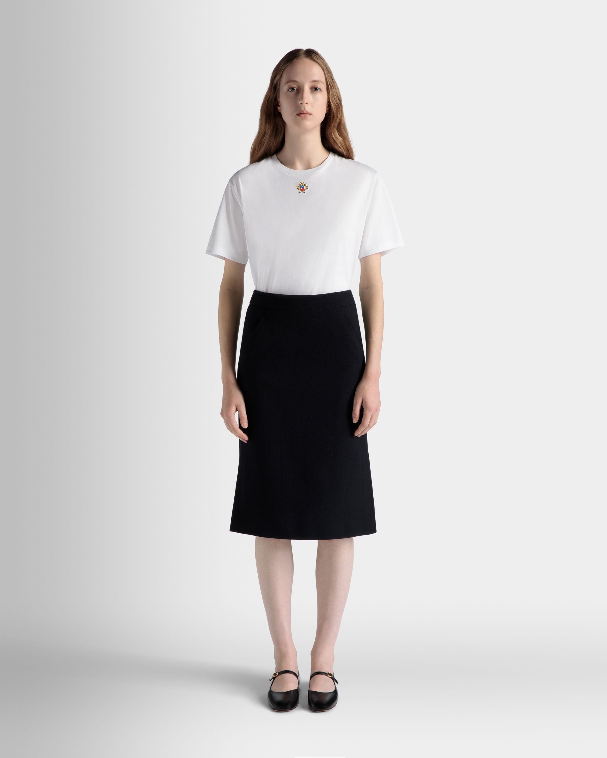 Jupe Midi En Laine Navy Blue - Femme - Bally - 02