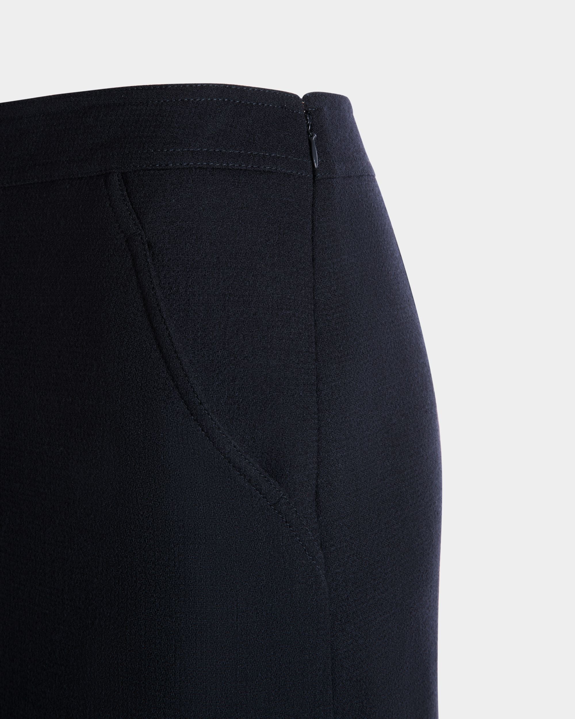 Jupe Midi En Laine Navy Blue - Femme - Bally - 05