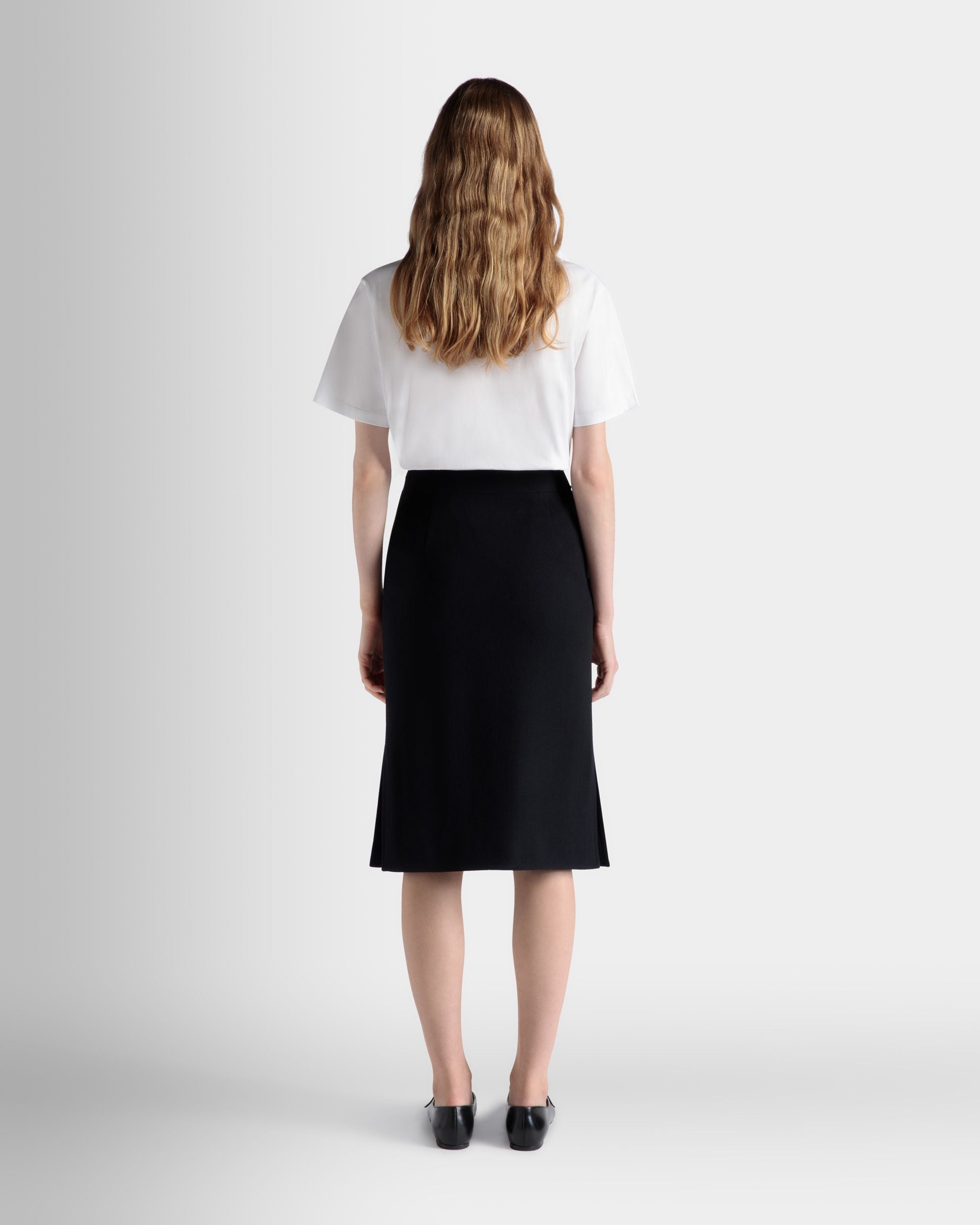 Jupe Midi En Laine Navy Blue - Femme - Bally - 07