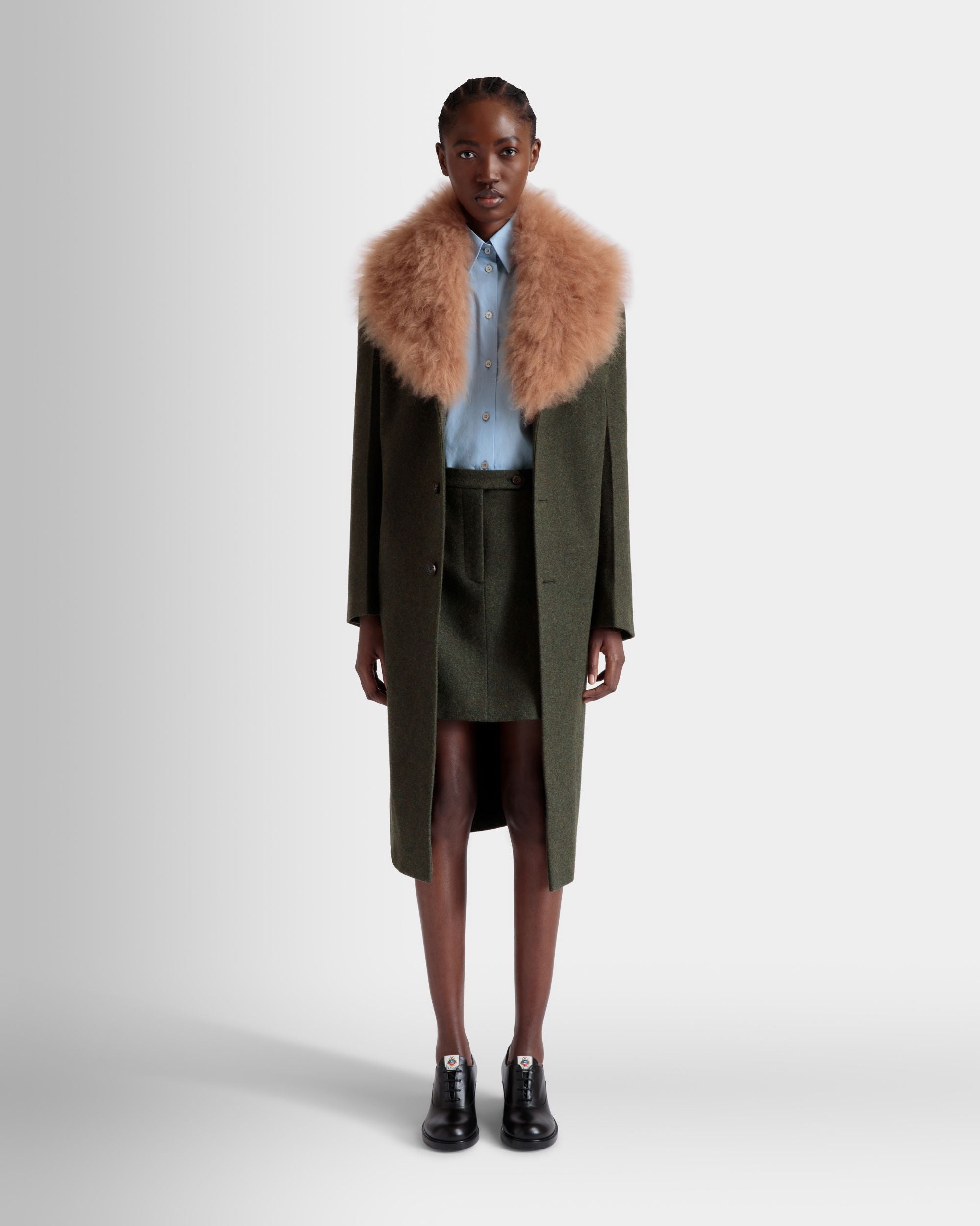 Mini-Jupe En Laine Vert Foncé - Femme - Bally - 02