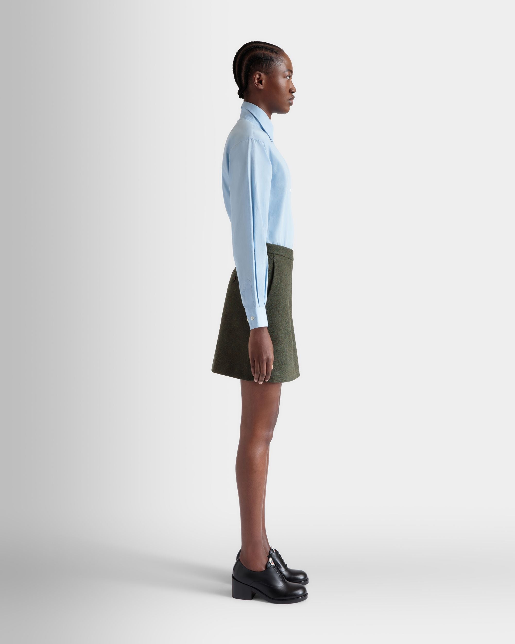 Mini-Jupe En Laine Vert Foncé - Femme - Bally - 05