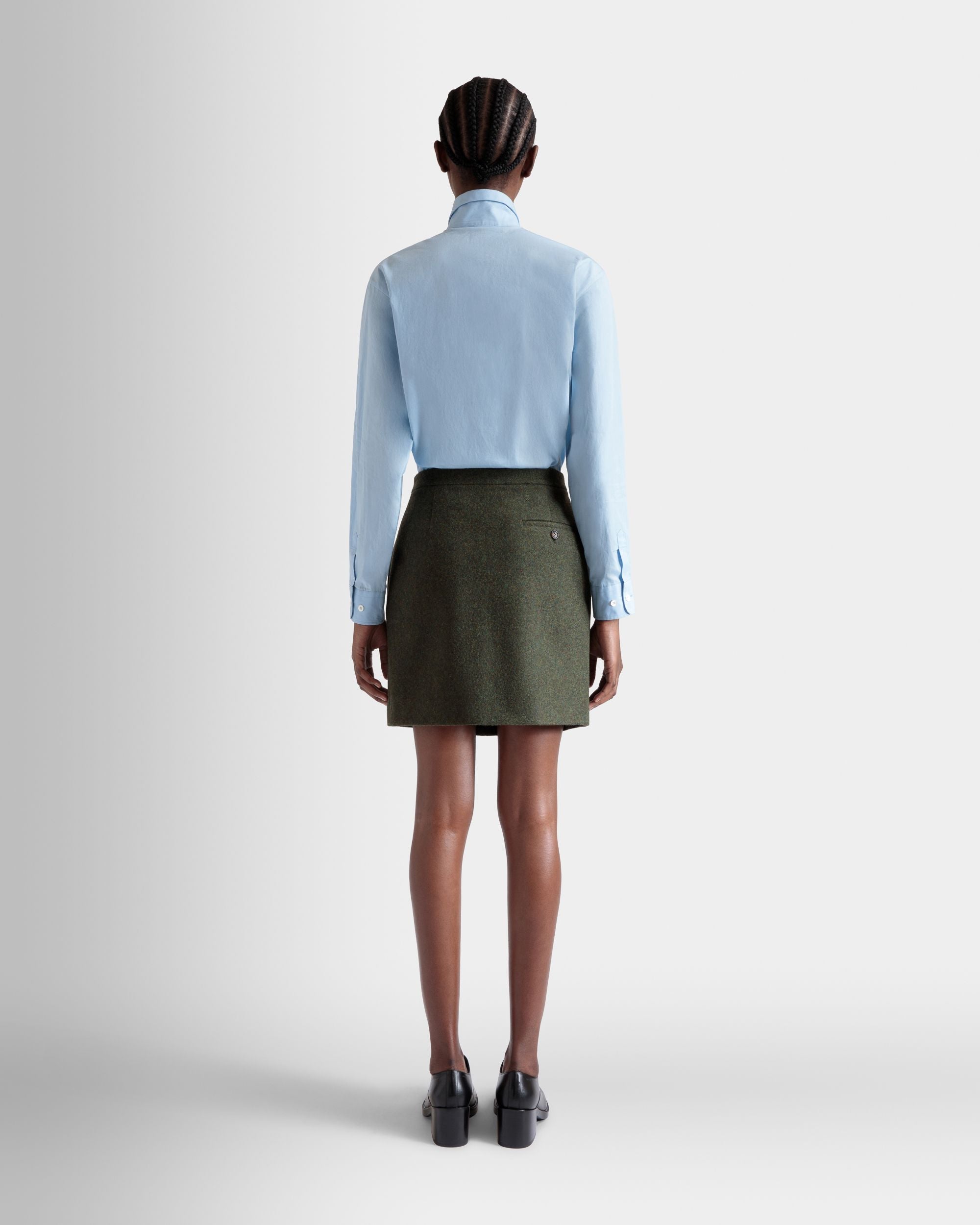 Mini-Jupe En Laine Vert Foncé - Femme - Bally - 06