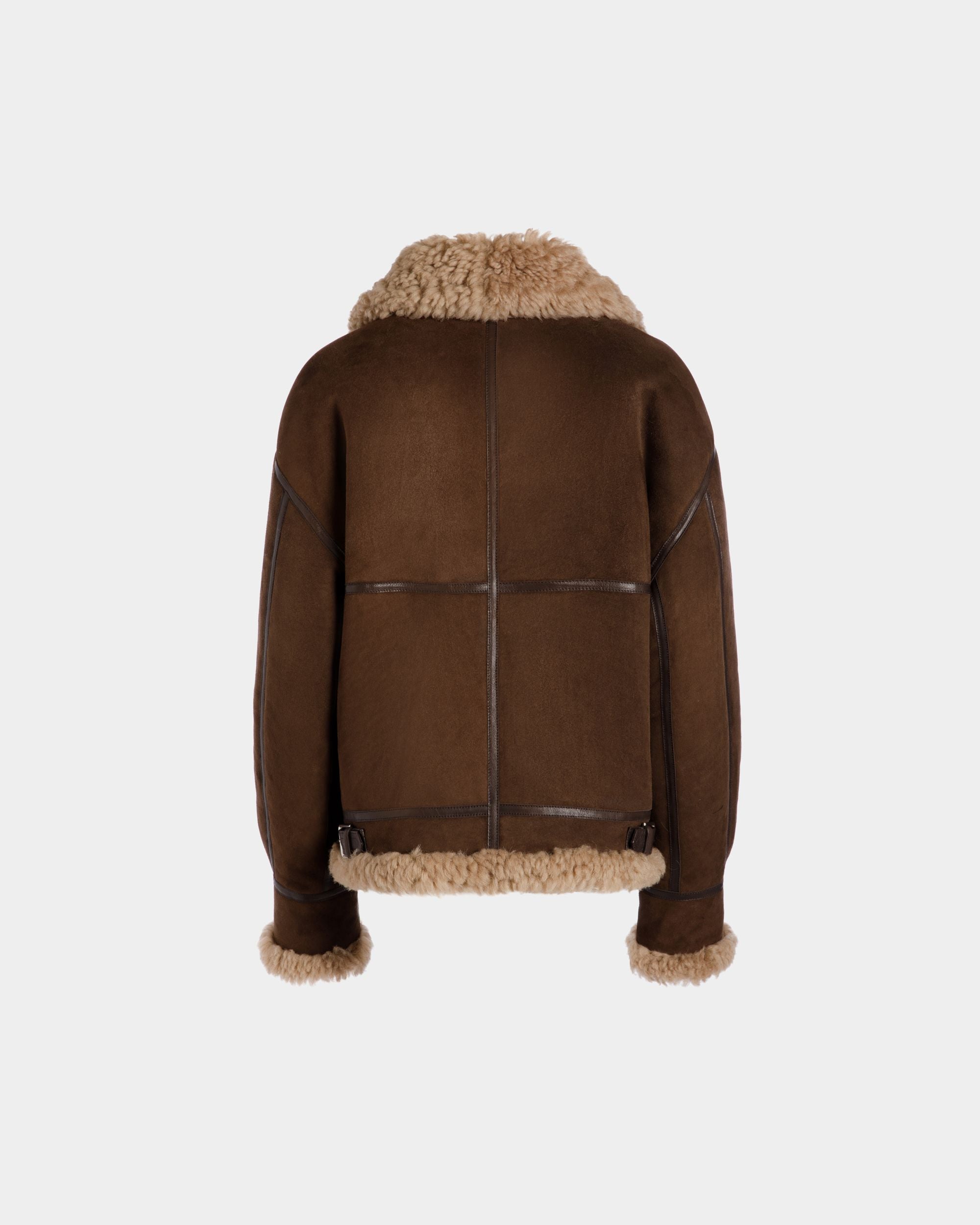Blouson Aviateur En Mouton Retourné Marron - Femme - Bally - 03