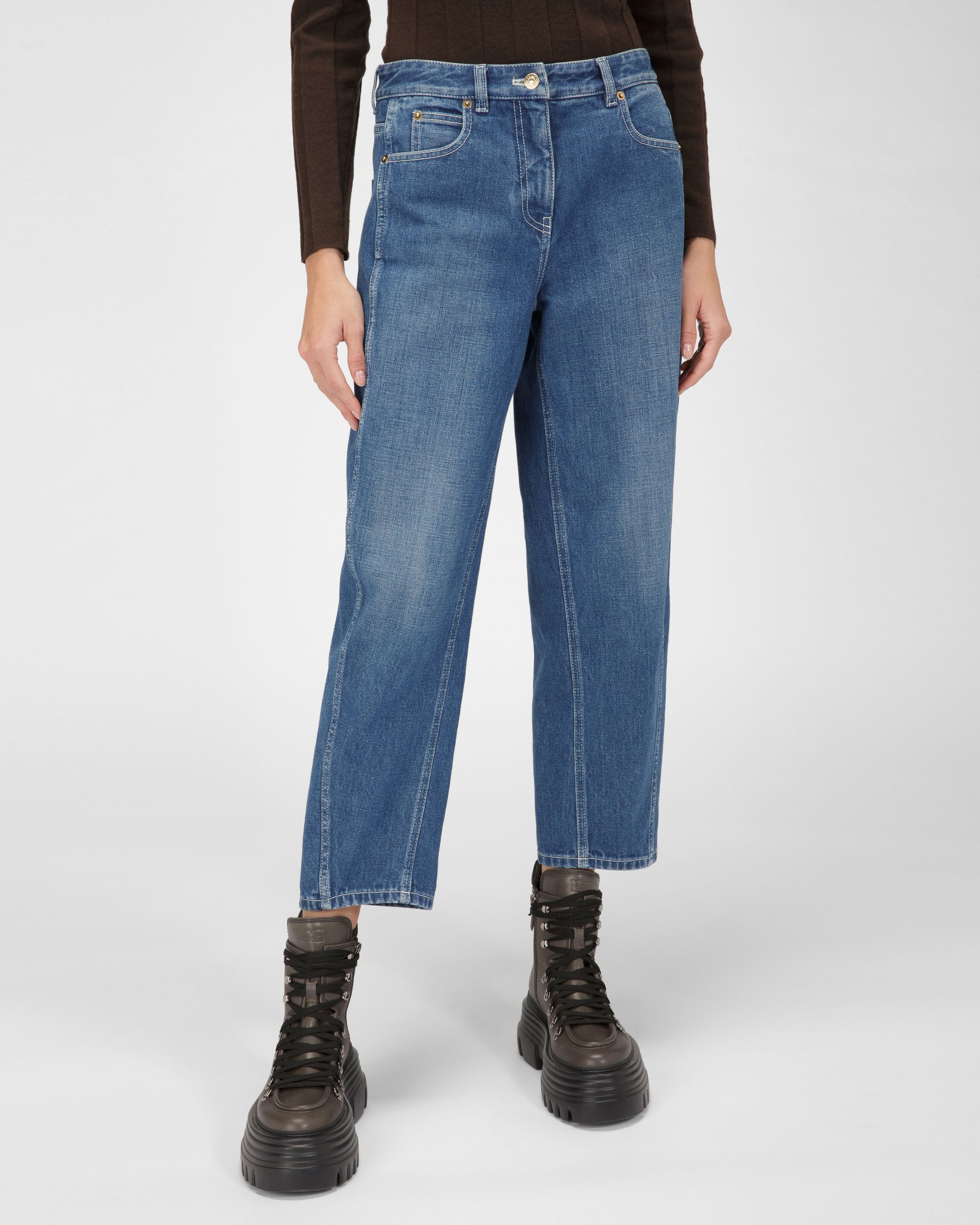Pantalon En Coton Bleu - Femme - Bally - 01