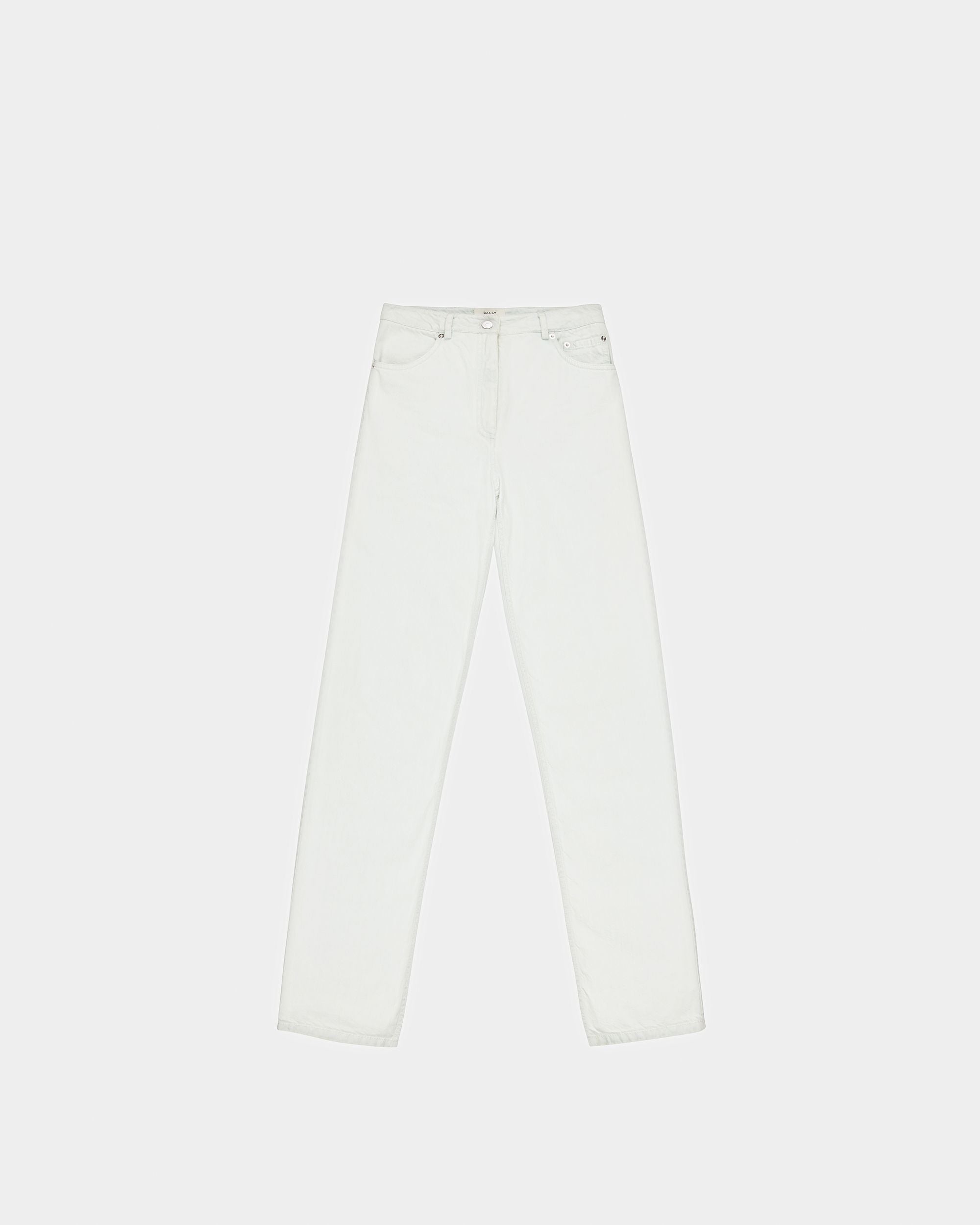 Pantalon En Denim De Coton Blanc Délavé - Femme - Bally - 01