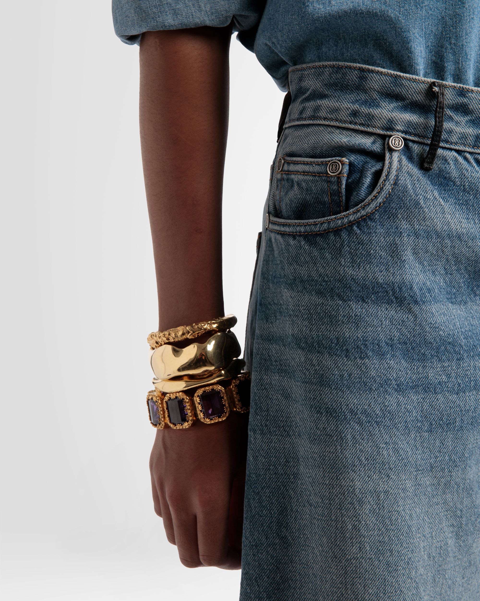Pantalon Large En Denim - Femme - Bally - 03