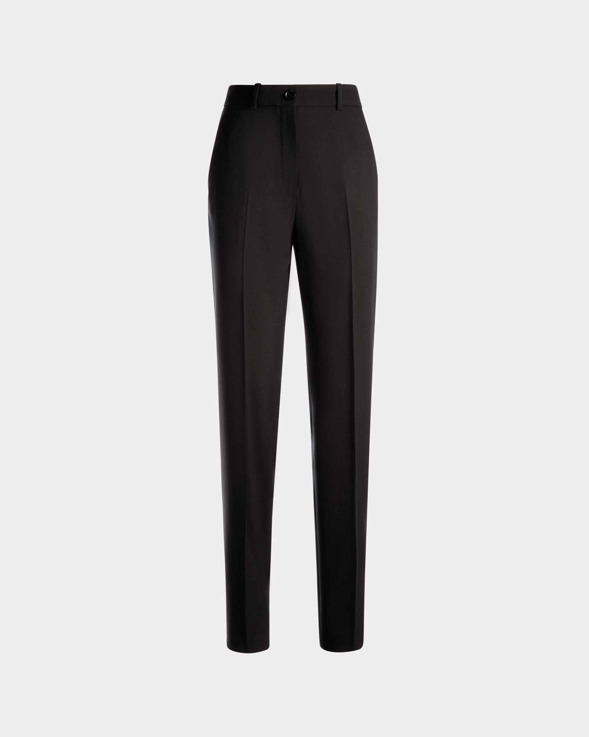 Pantalon Coupe Droite En Laine Noire - Femme - Bally - 01