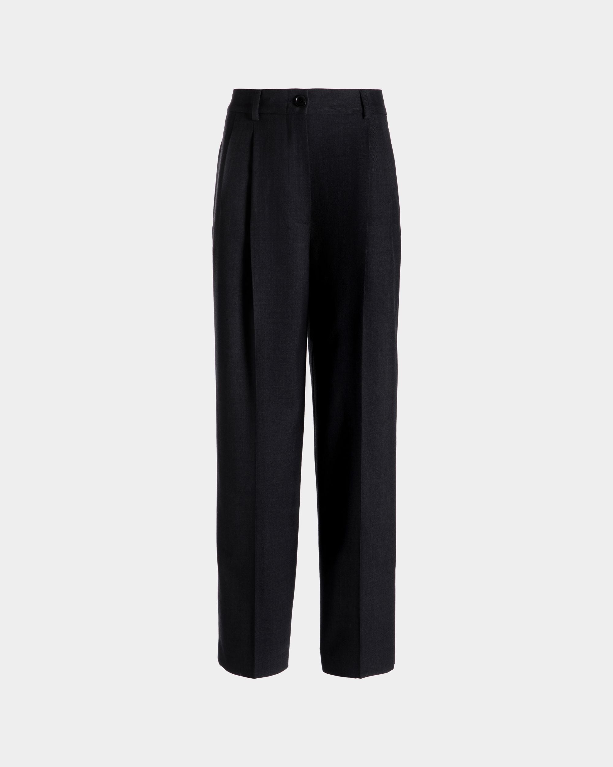 Pantalon Fuselé En Laine Mélangée Noire - Femme - Bally - 01