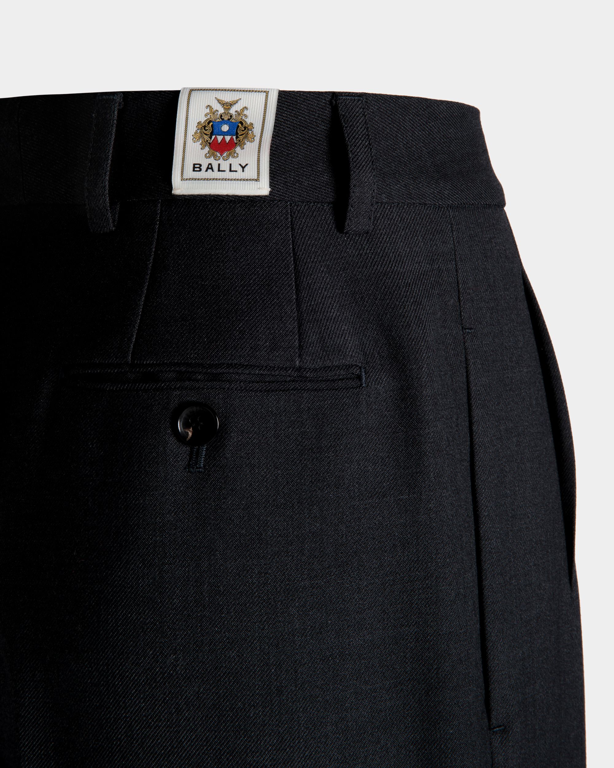 Pantalon Fuselé En Laine Mélangée Noire - Femme - Bally - 03