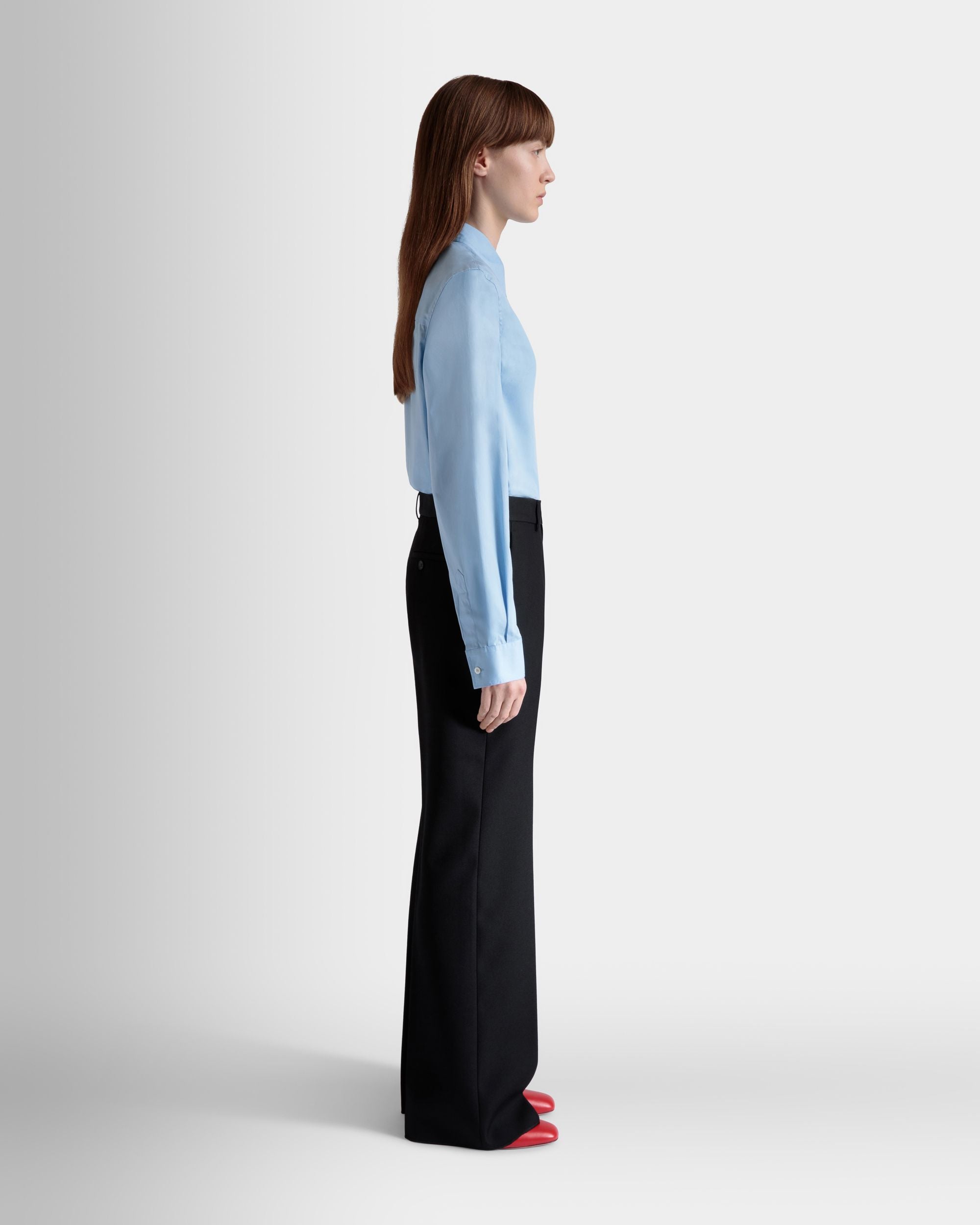 Pantalon Fuselé En Laine Mélangée Noire - Femme - Bally - 04