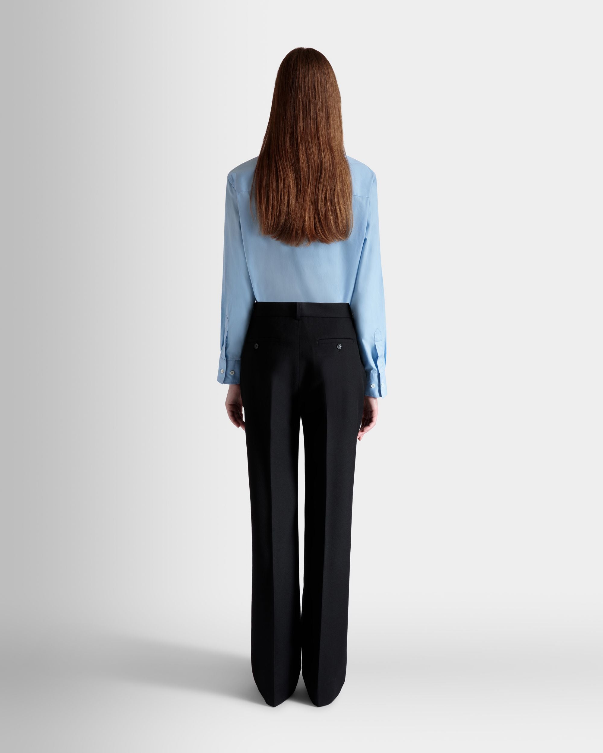 Pantalon Fuselé En Laine Mélangée Noire - Femme - Bally - 05