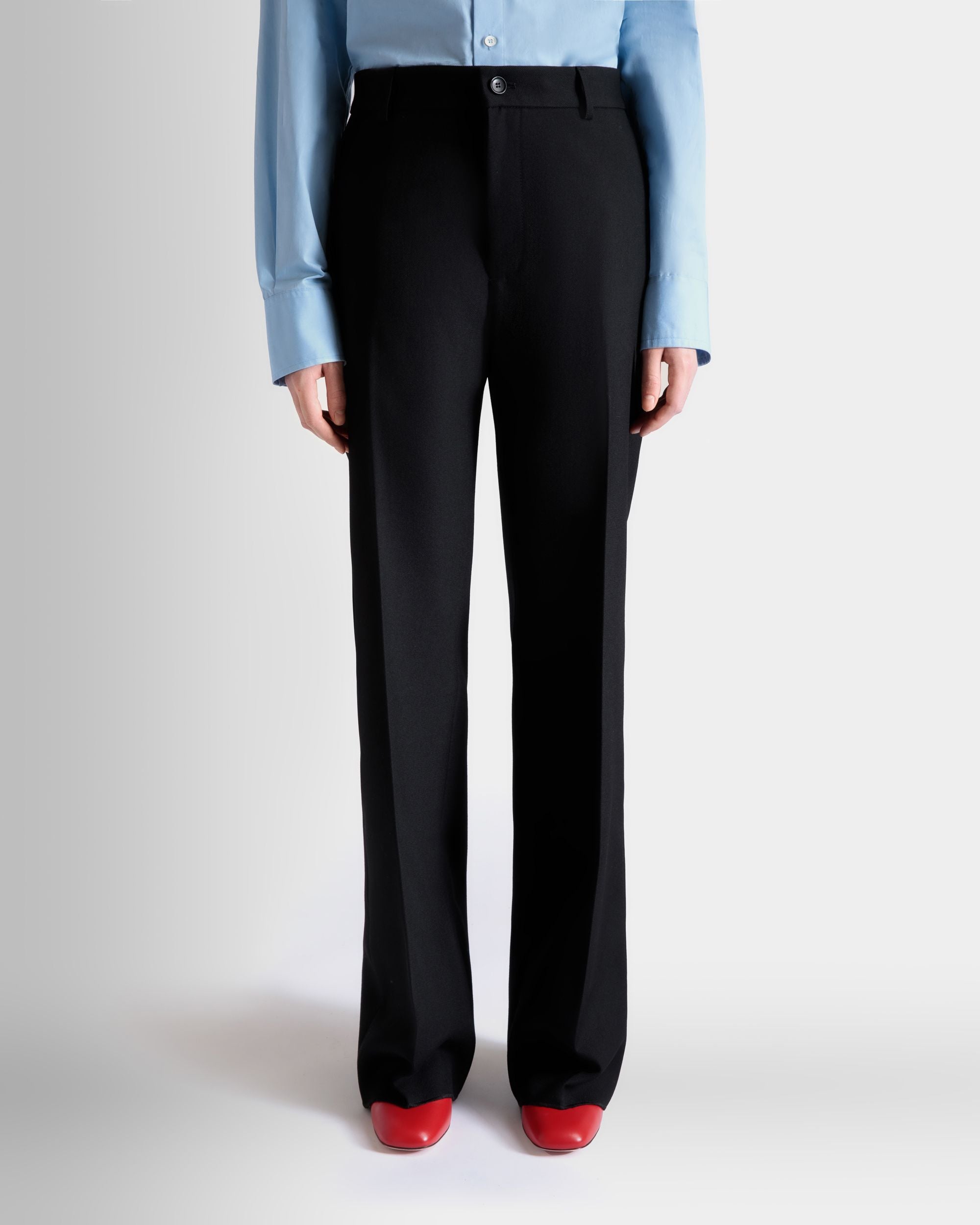 Pantalon Fuselé En Laine Mélangée Noire - Femme - Bally - 07