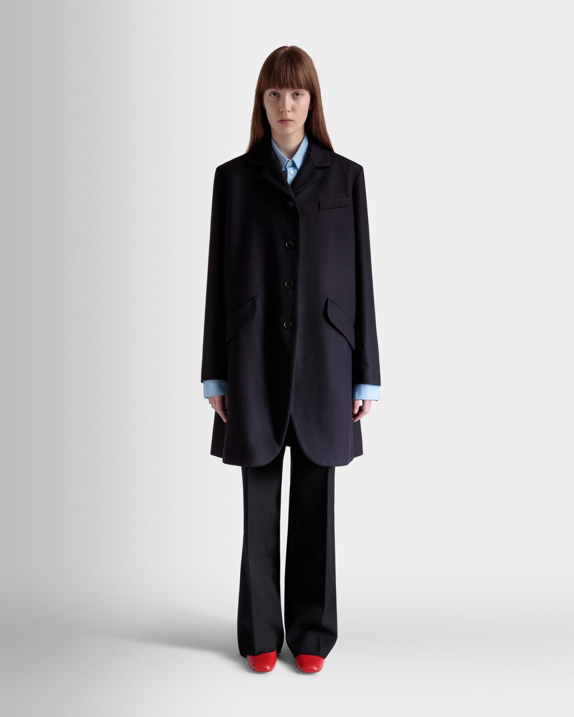 Pantalon Fuselé En Laine Mélangée Noire - Femme - Bally - 08
