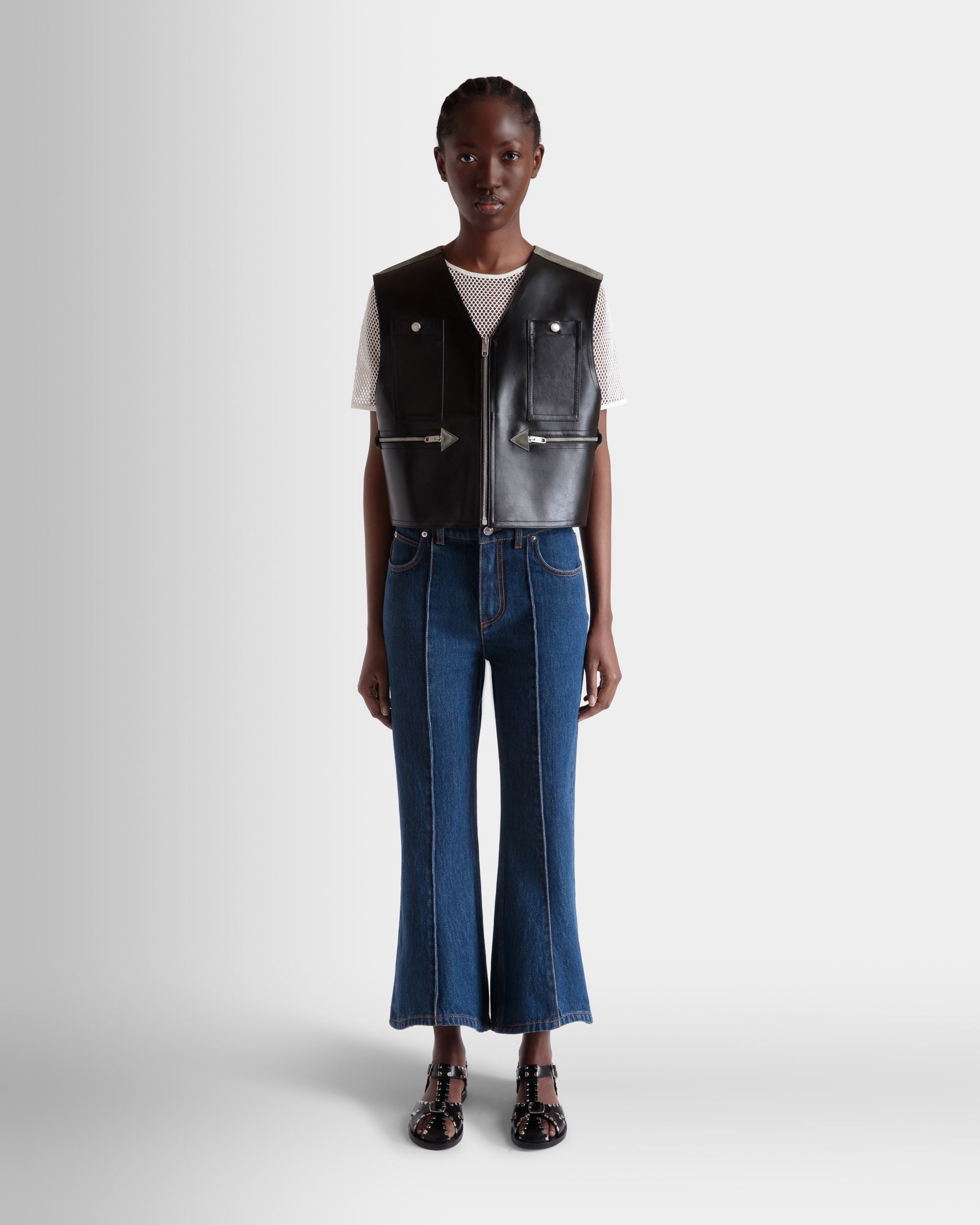 Pantalon En Denim De Coton Navy Blue - Femme - Bally - 02