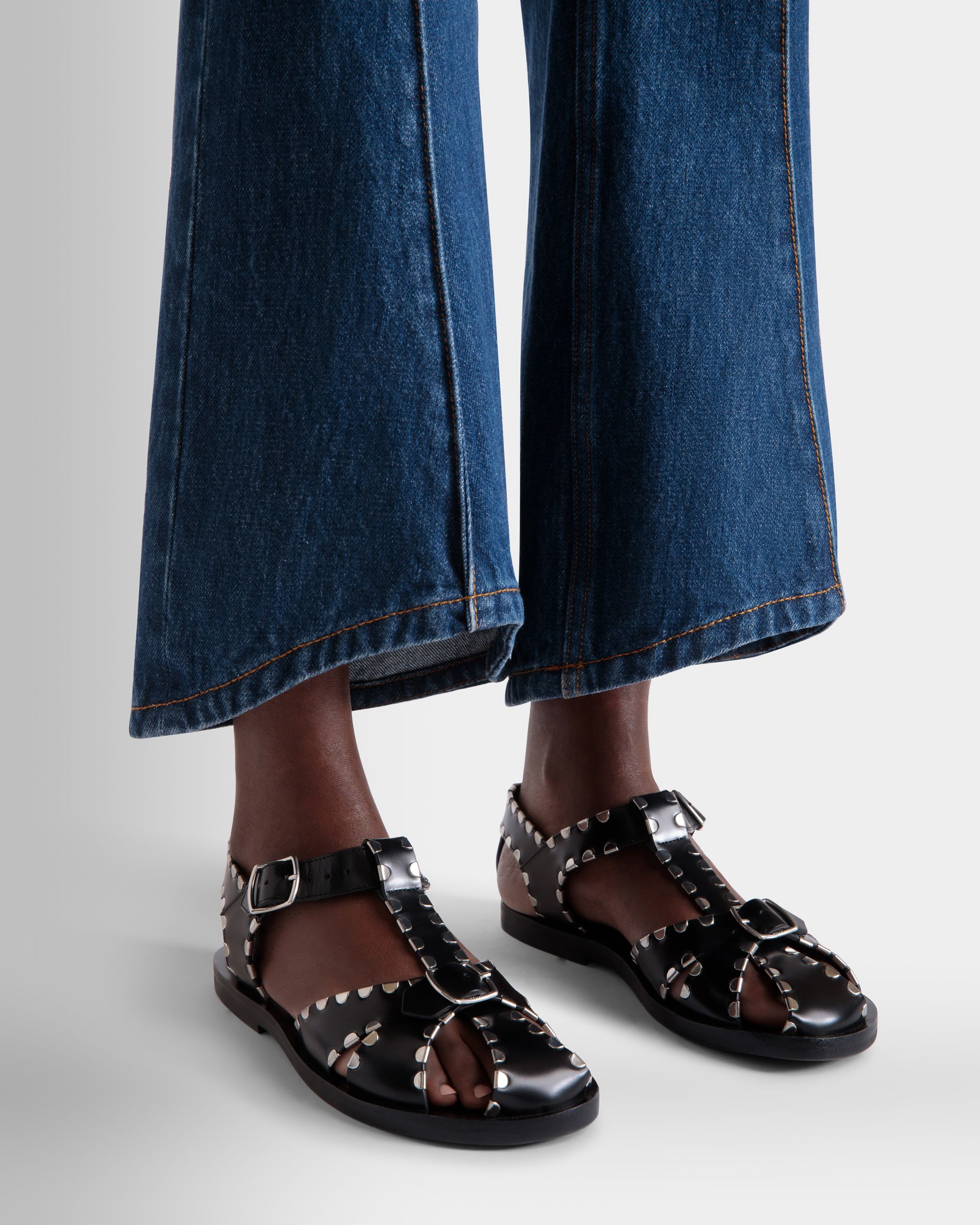 Pantalon En Denim De Coton Navy Blue - Femme - Bally - 03