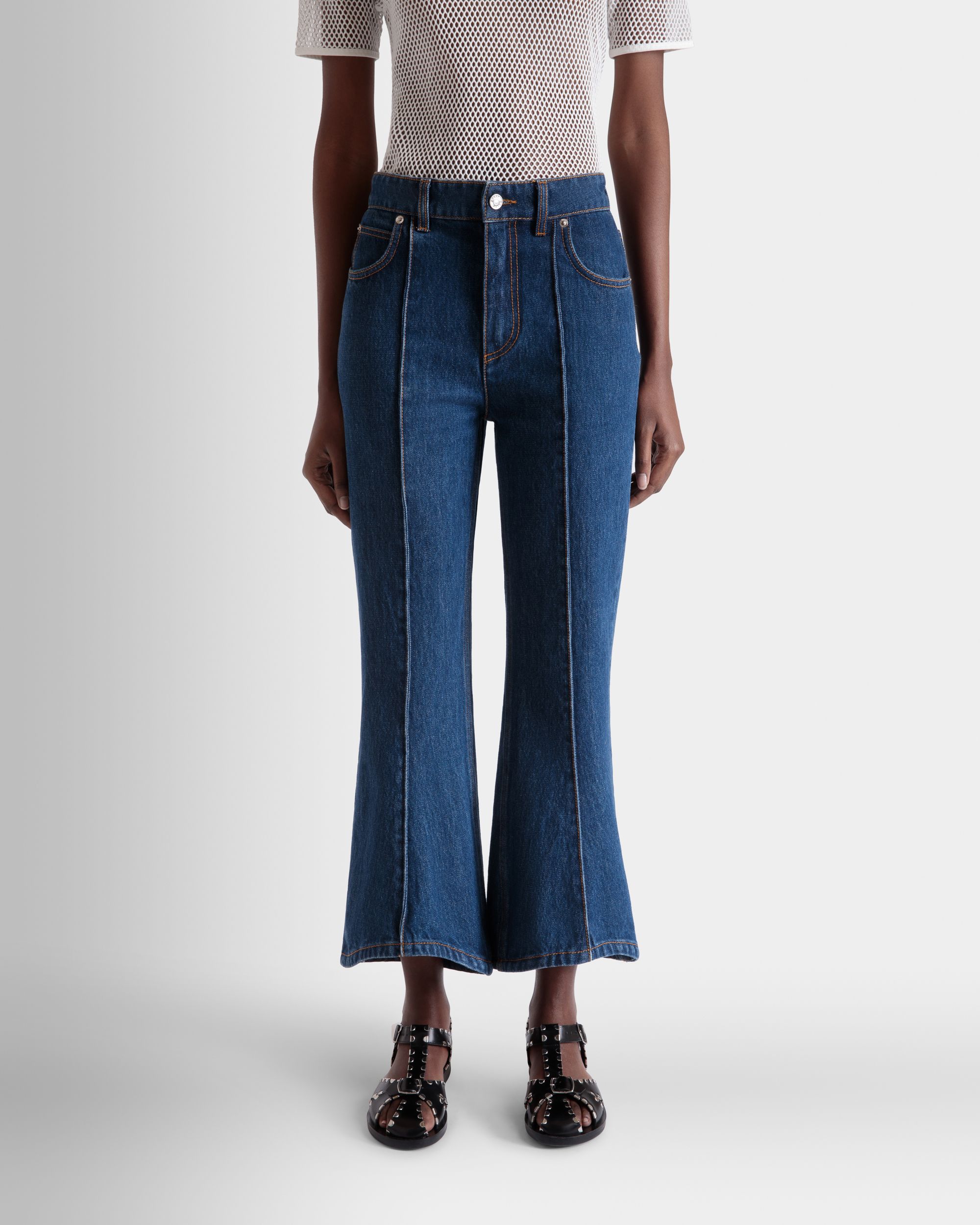 Pantalon En Denim De Coton Navy Blue - Femme - Bally - 08